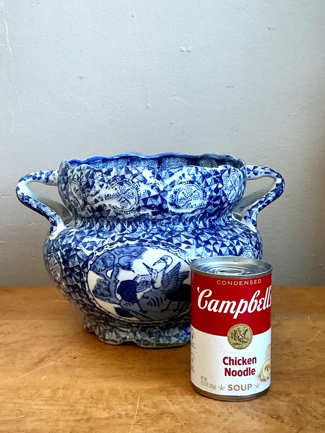 Vintage Blue and White Ceramic Jardiniere — additional photo 4