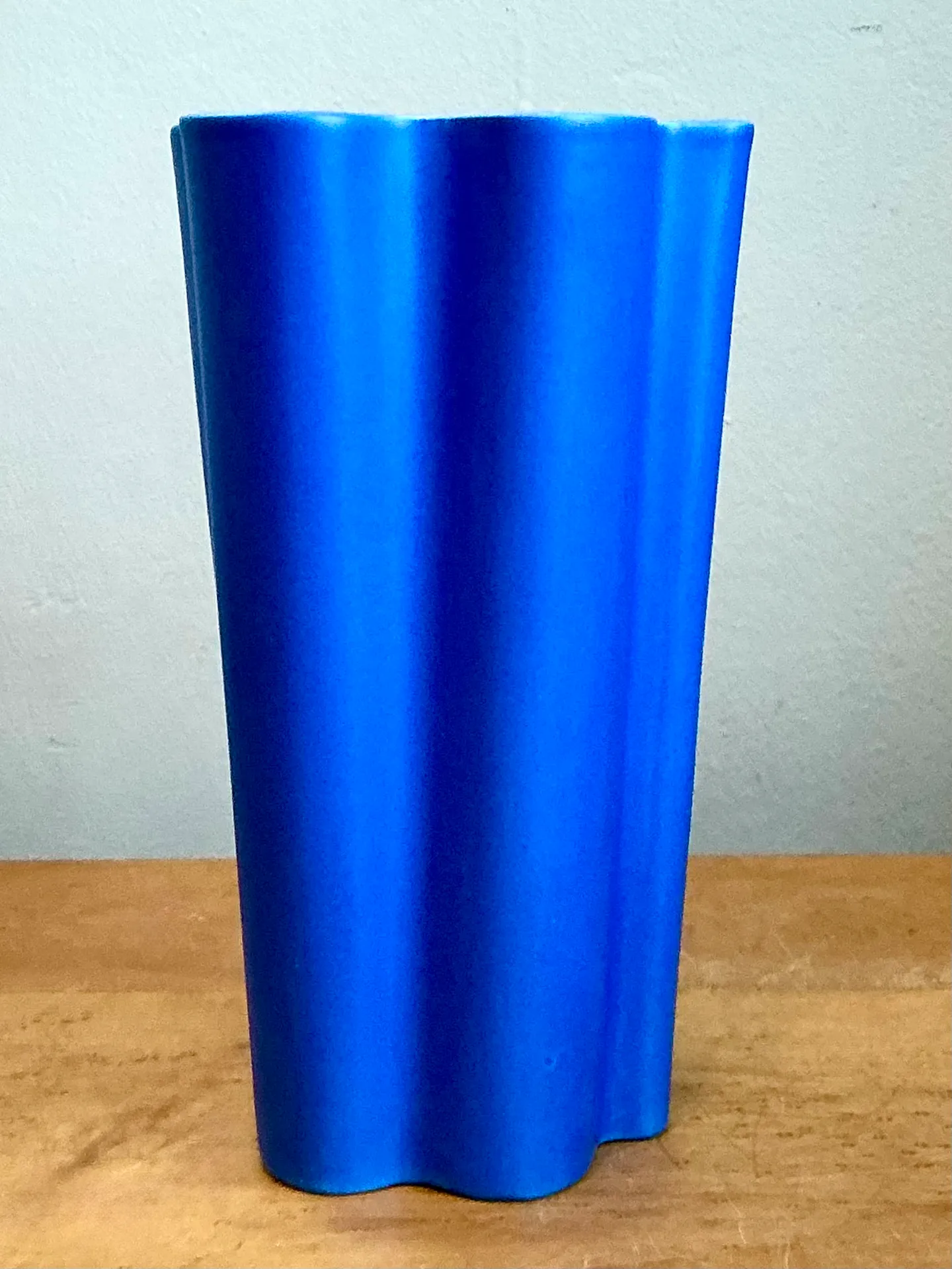 Vintage Blue Fluted Ceramic Vase — additional photo 5