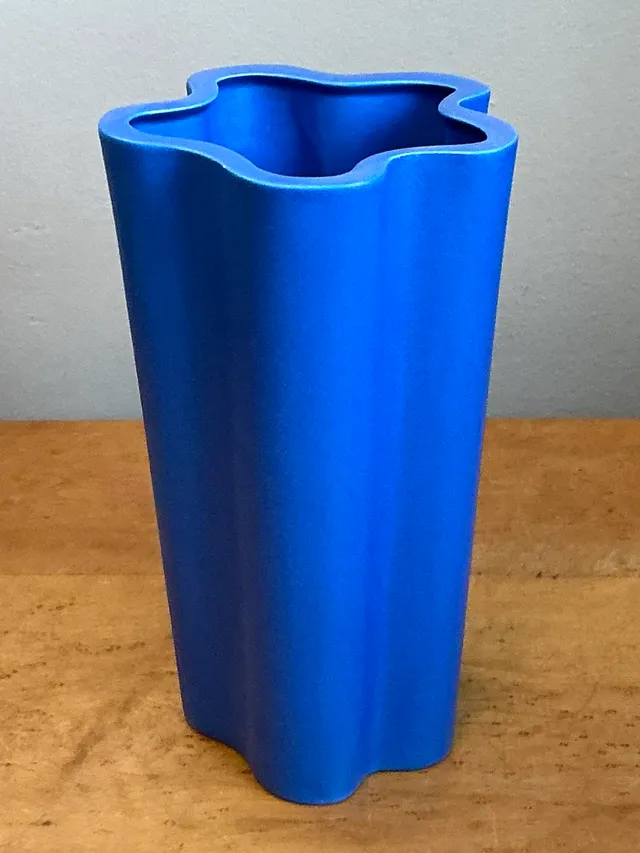 Vintage Blue Fluted Ceramic Vase — additional photo 6