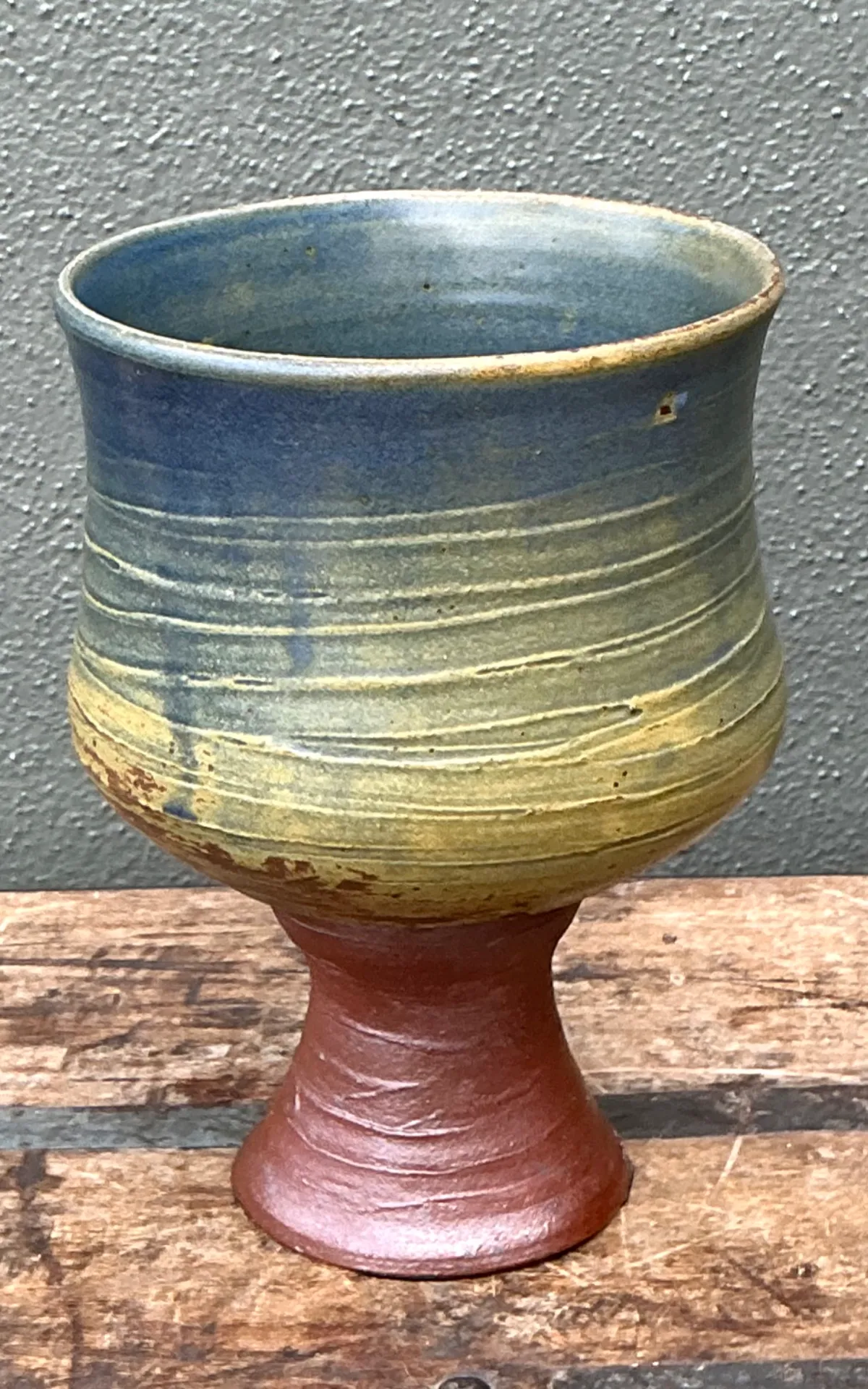 Vintage Textured Ceramic Chalice Vase