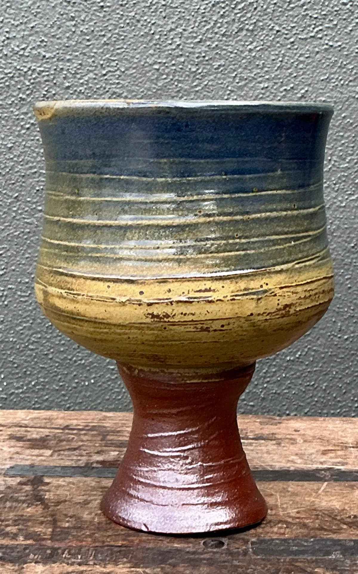 Vintage Textured Ceramic Chalice Vase — additional photo 6