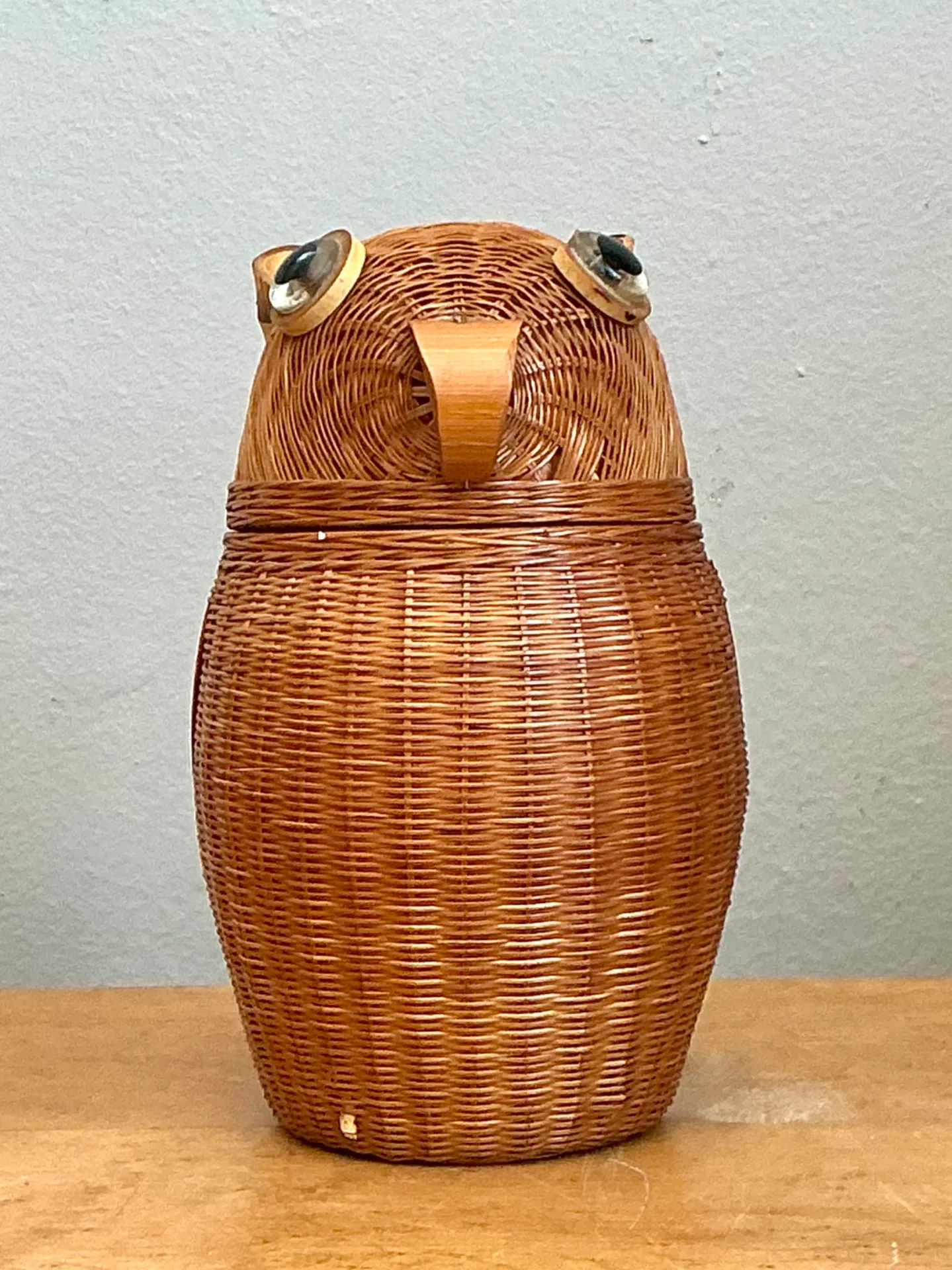 Vintage Shanghai Weave Rattan Owl Basket — additional photo 8