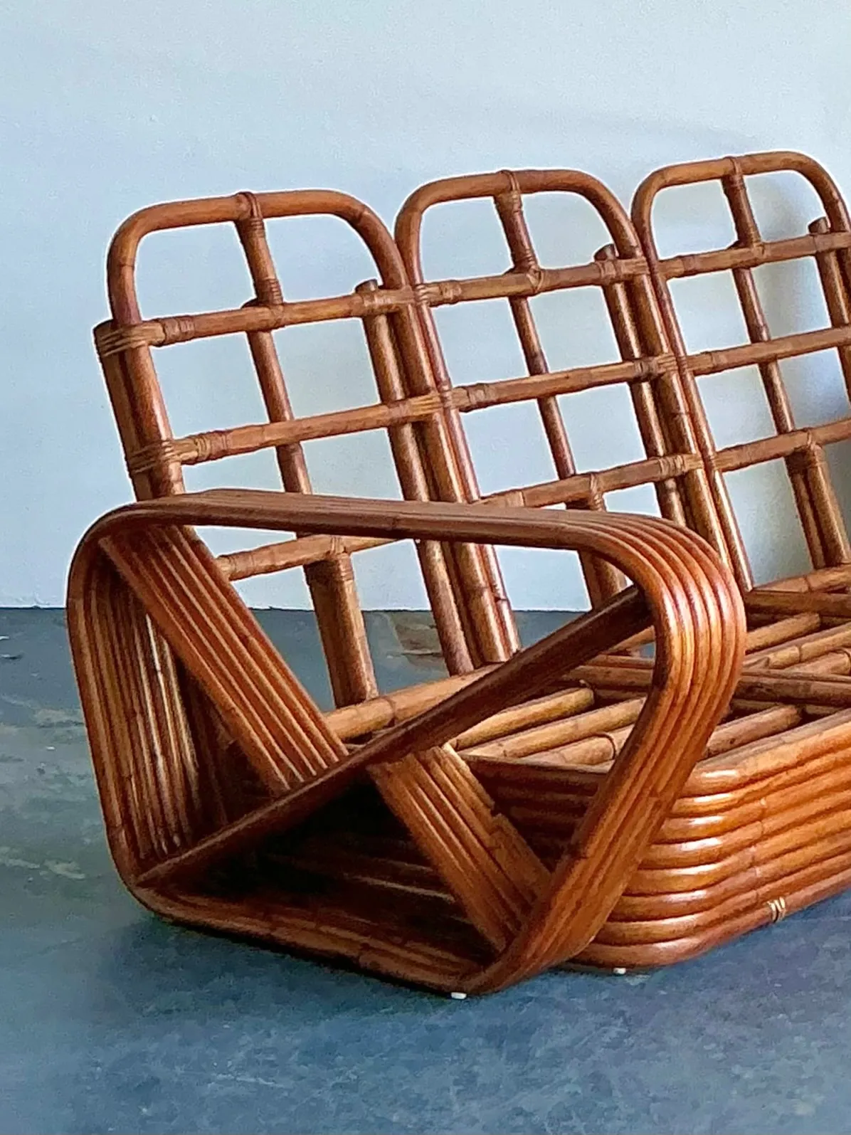 Vintage MCM Paul Frankl 6 Strand Rattan Sofa — additional photo 1