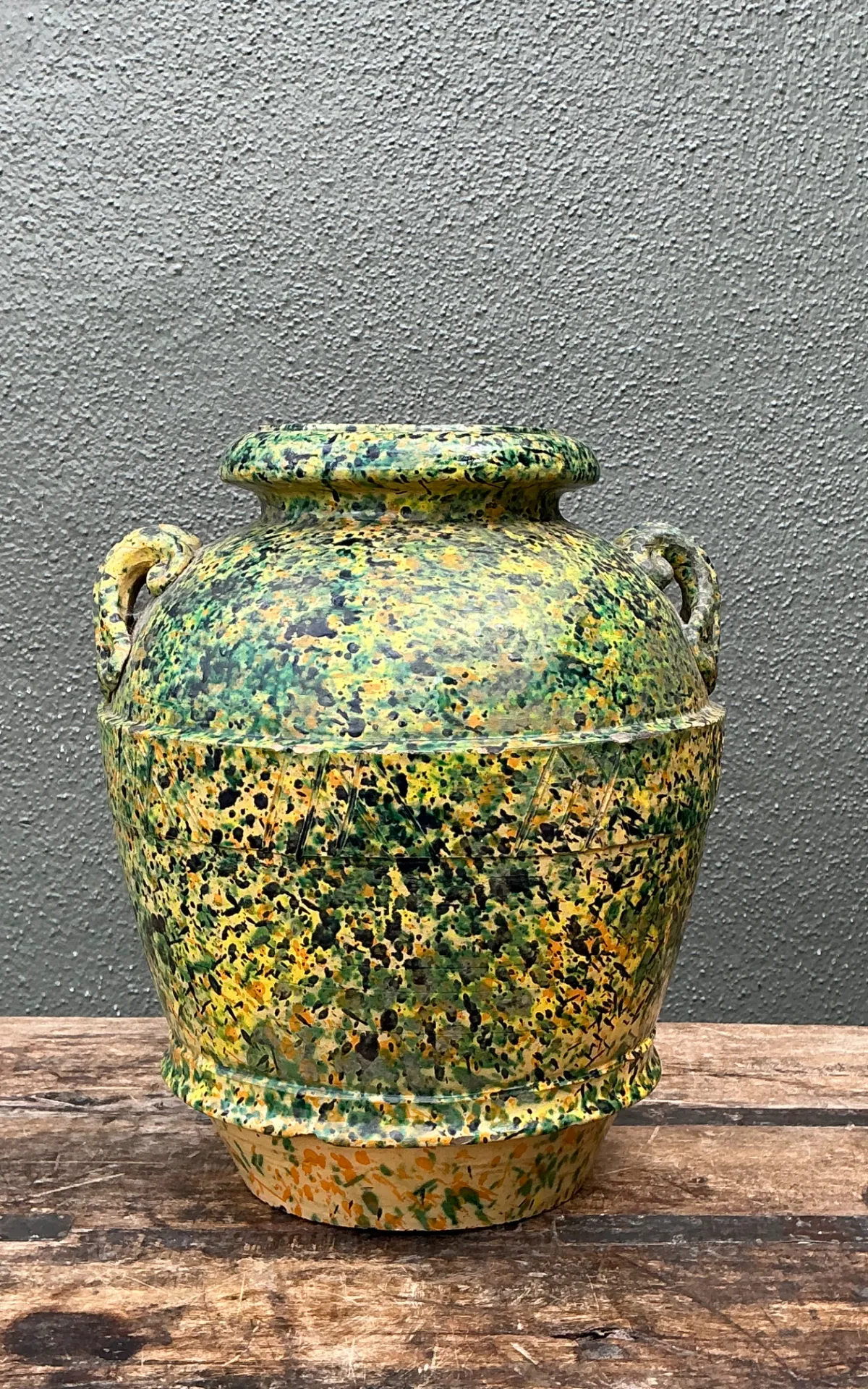 Vintage Speckled Pottery Vessel