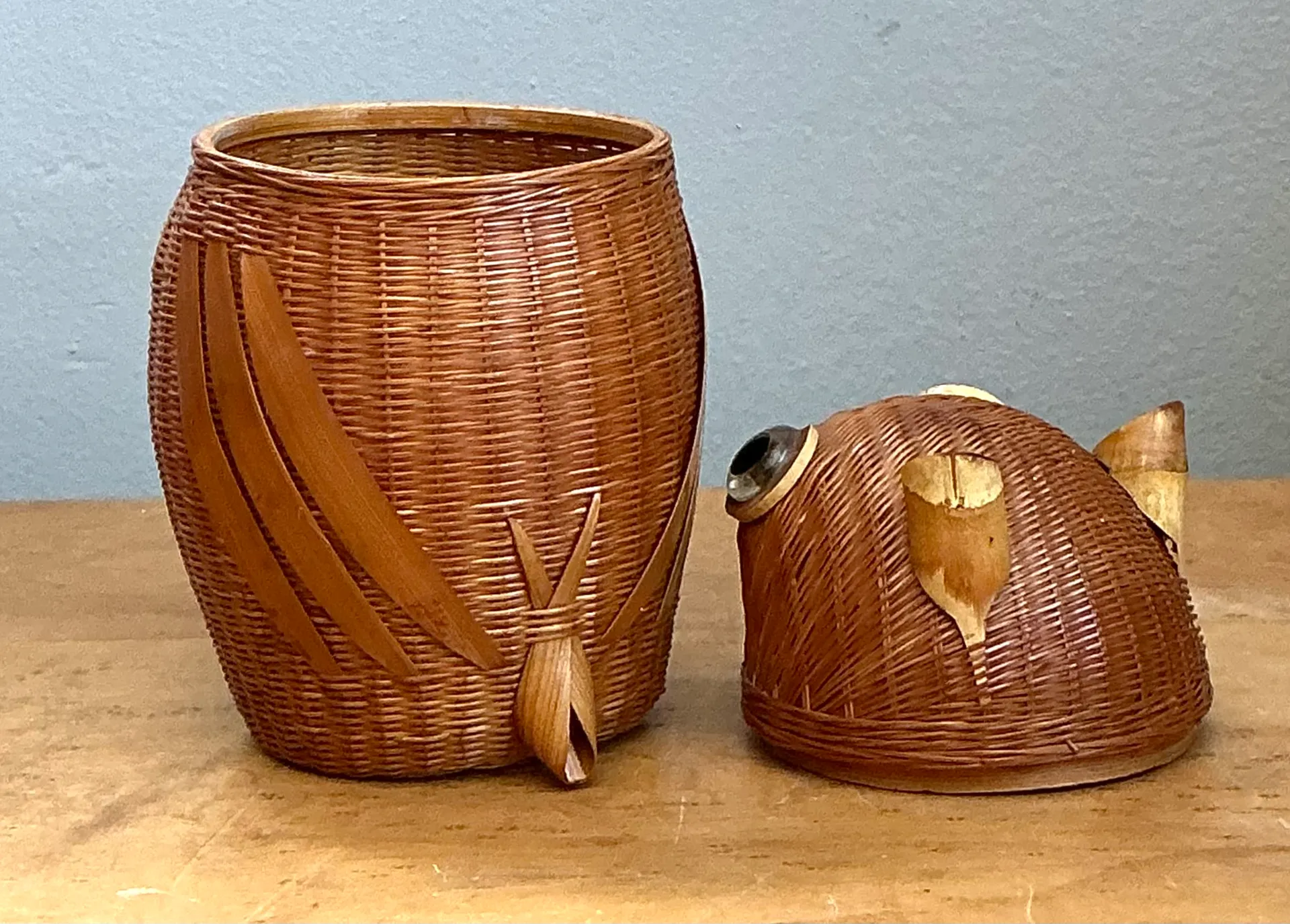 Vintage Shanghai Weave Rattan Owl Basket — additional photo 5