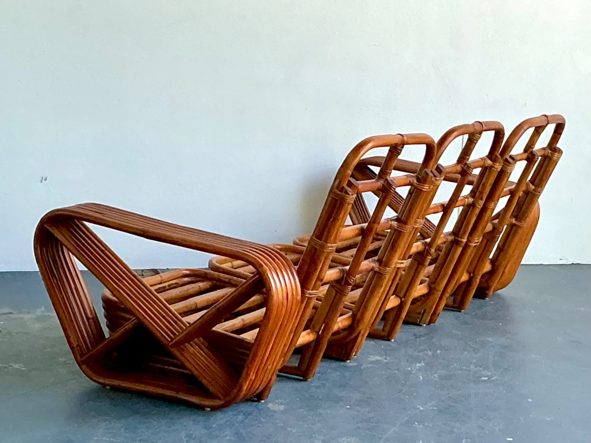 Vintage MCM Paul Frankl 6 Strand Rattan Sofa — additional photo 7