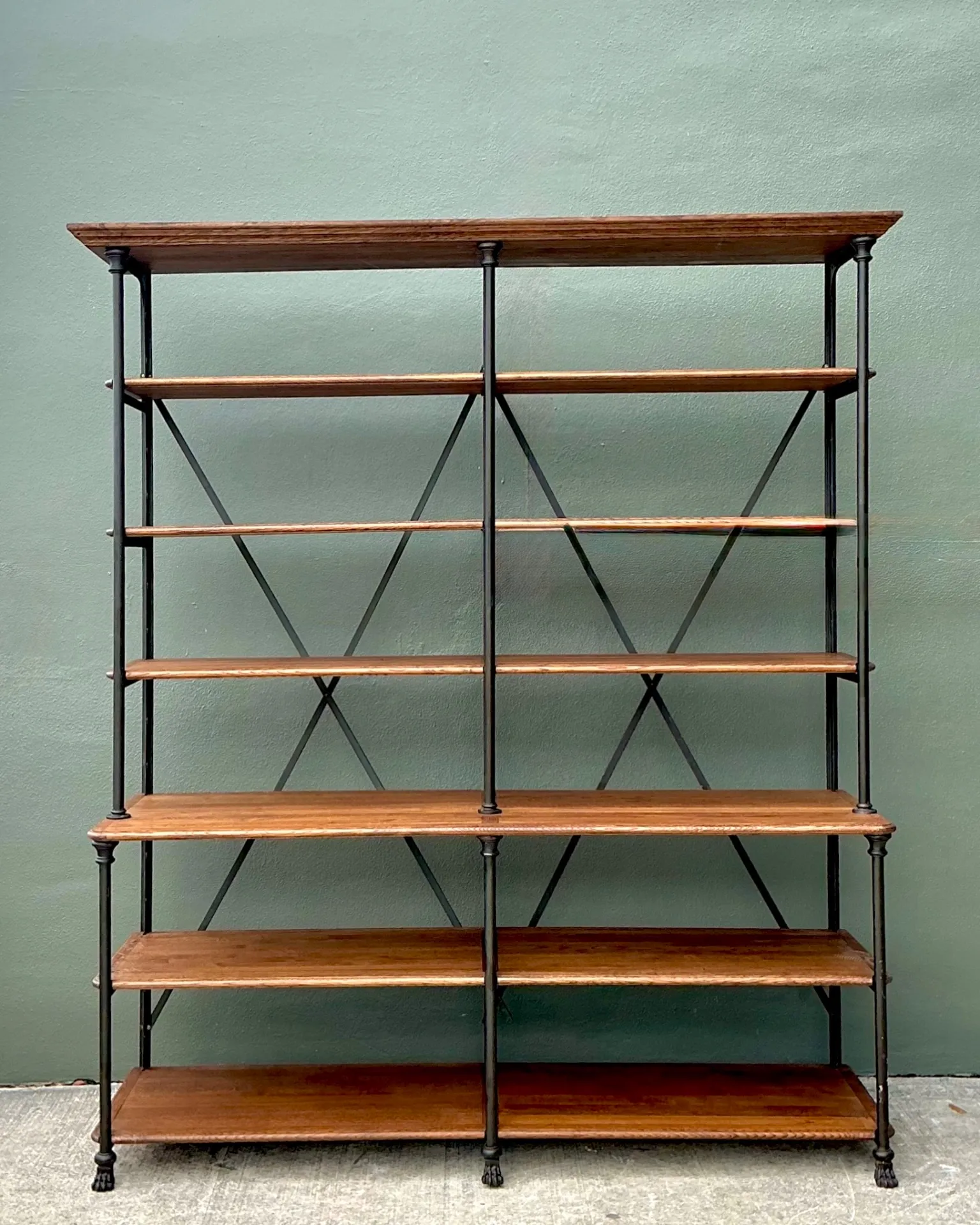 Vintage Industrial Style Metal And Wood Plank Etagere — additional photo 7