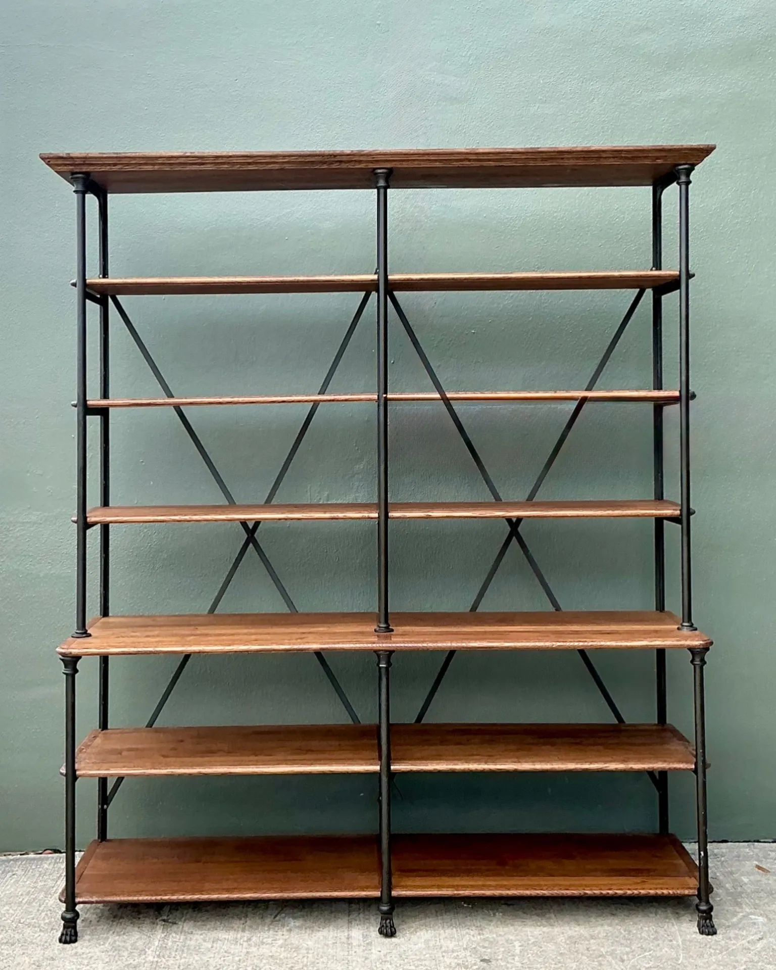 Vintage Industrial Style Metal And Wood Plank Etagere — additional photo 3