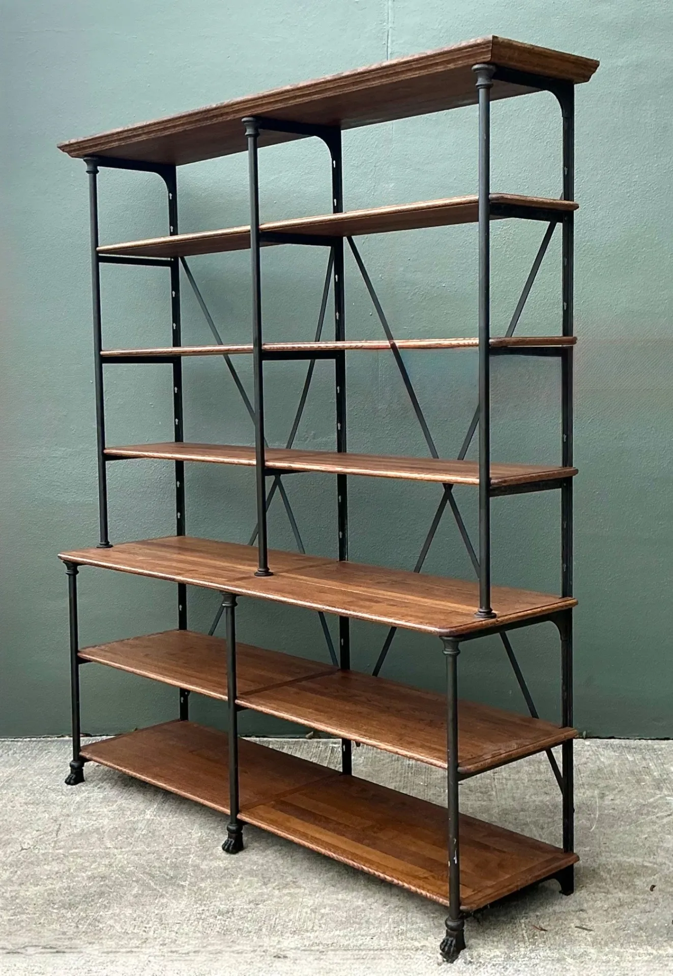 Vintage Industrial Style Metal And Wood Plank Etagere — additional photo 5