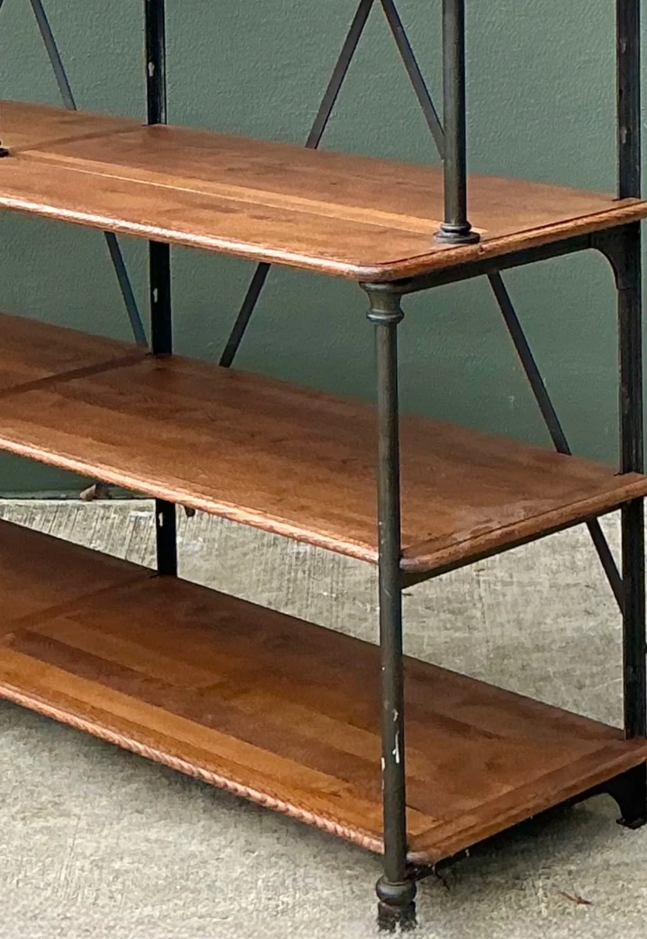 Vintage Industrial Style Metal And Wood Plank Etagere — additional photo 2