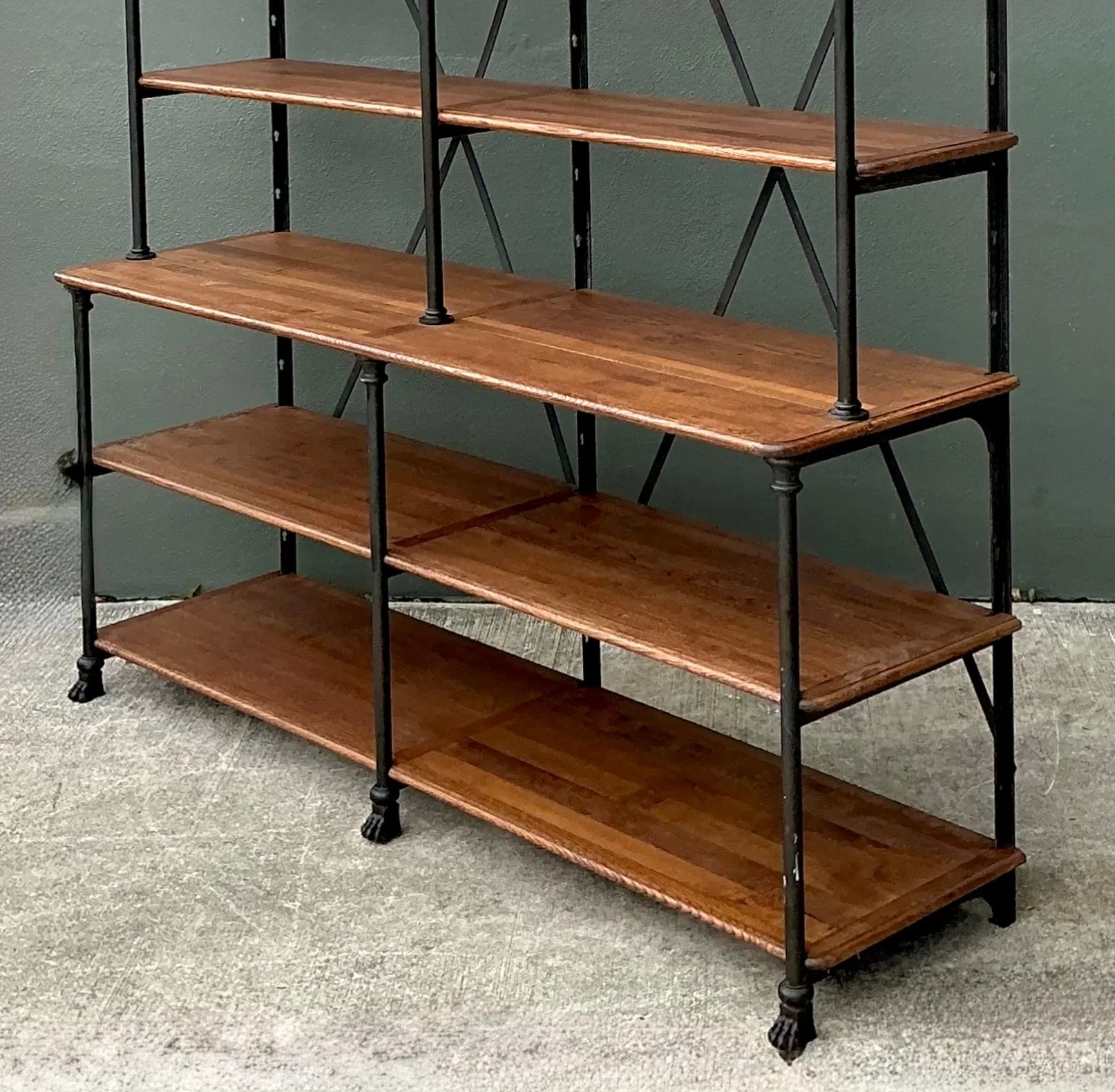 Vintage Industrial Style Metal And Wood Plank Etagere — additional photo 6