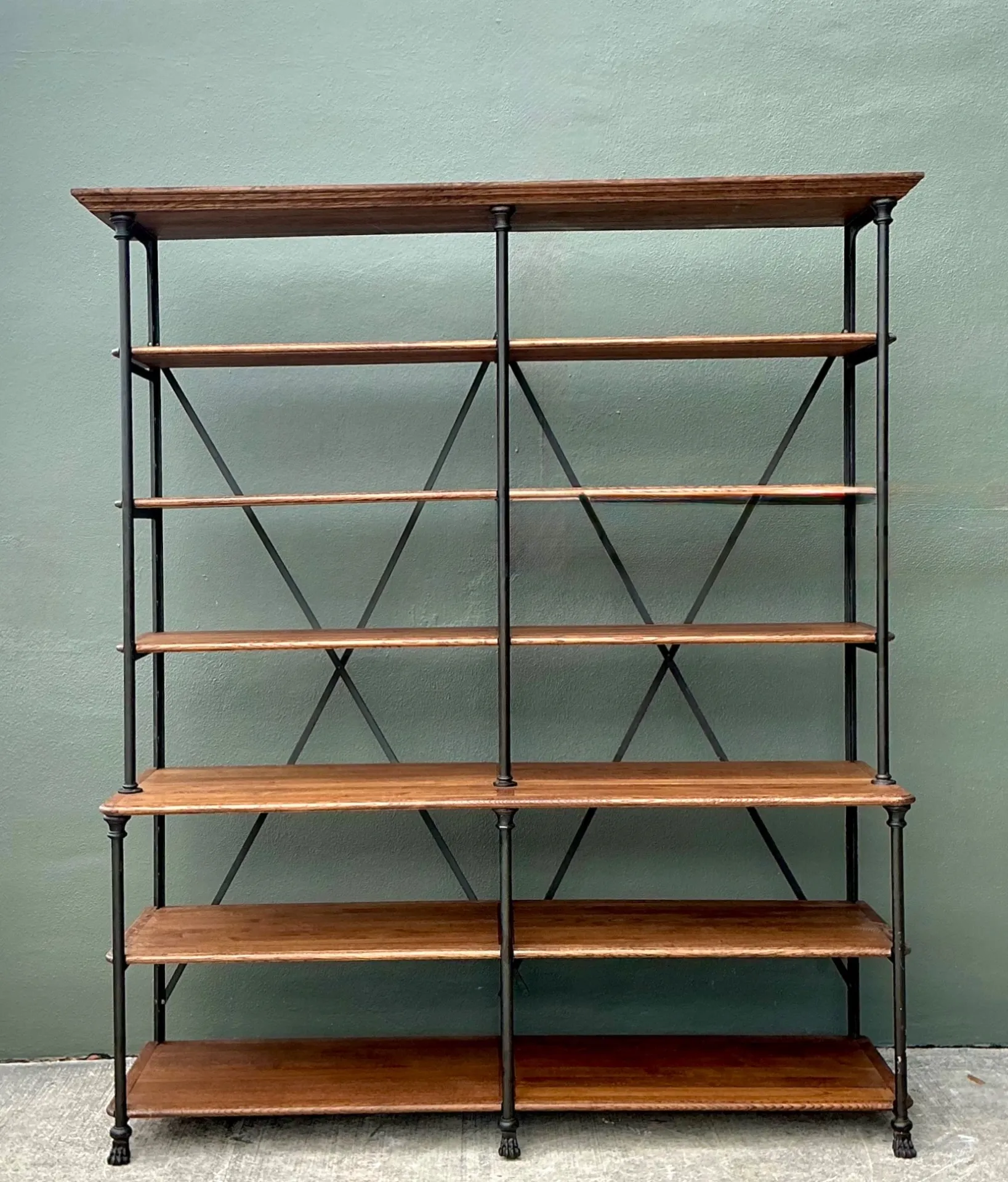Vintage Industrial Style Metal And Wood Plank Etagere — additional photo 1