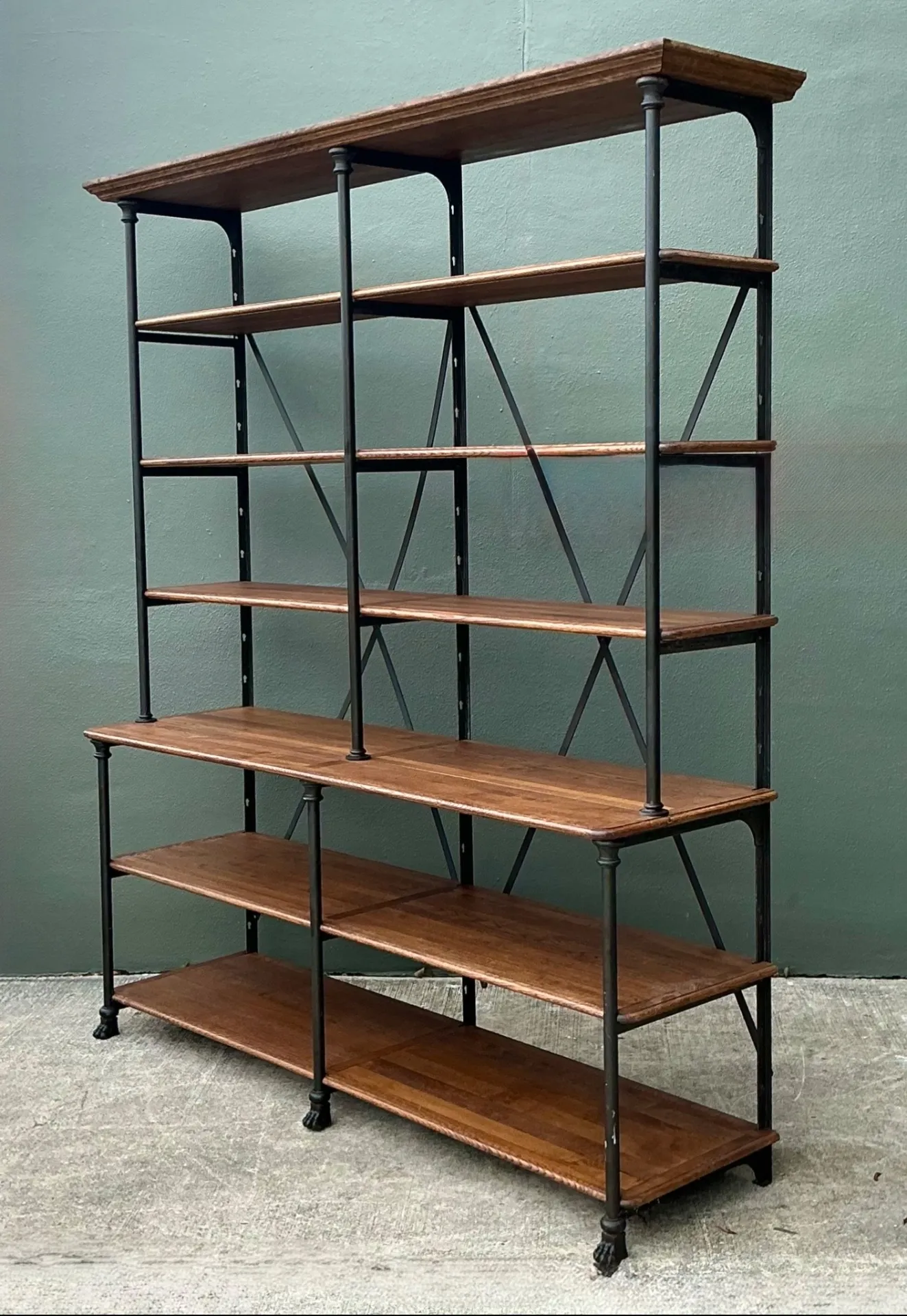 Vintage Industrial Style Metal And Wood Plank Etagere — additional photo 4