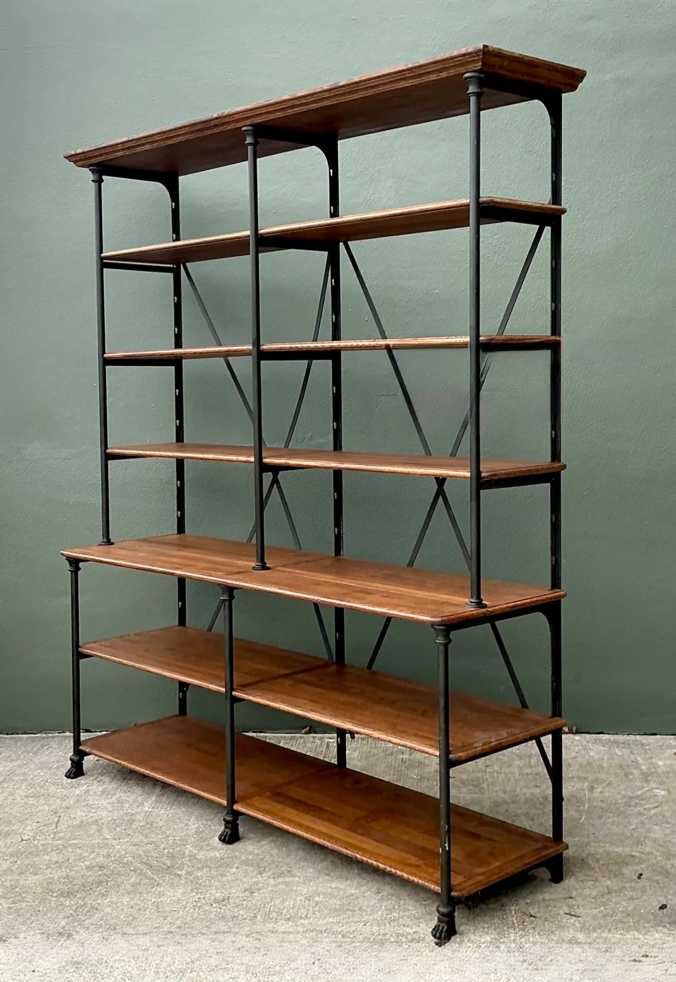 Vintage Industrial Style Metal And Wood Plank Etagere — additional photo 8
