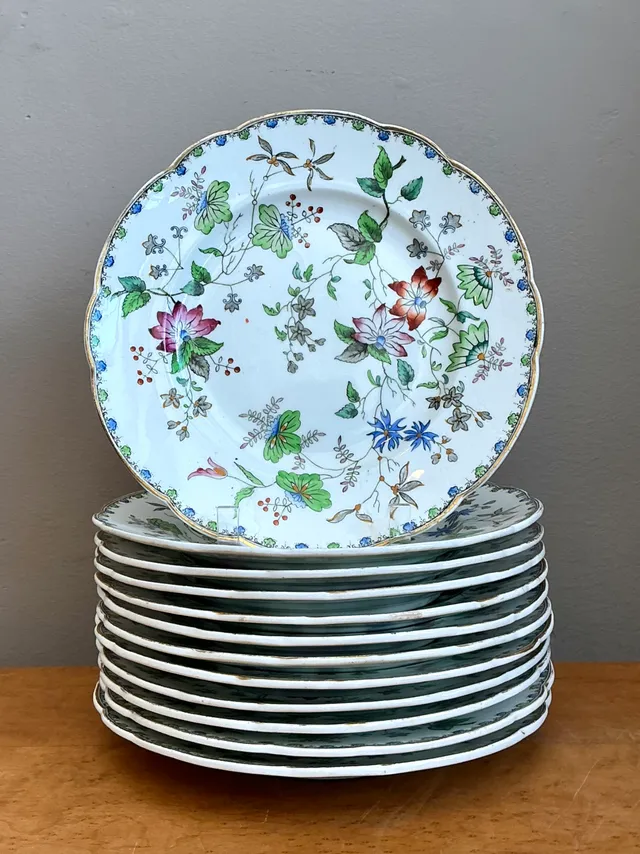 George G Vintage “Challie” Floral Patterned Porcelain Plates - Set of 12 — additional photo 4