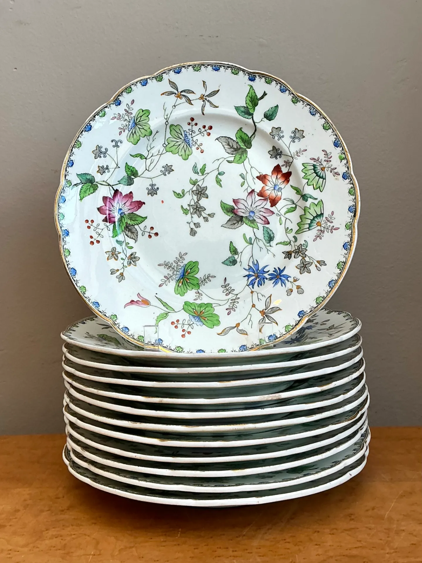 George G Vintage “Challie” Floral Patterned Porcelain Plates - Set of 12 — additional photo 2