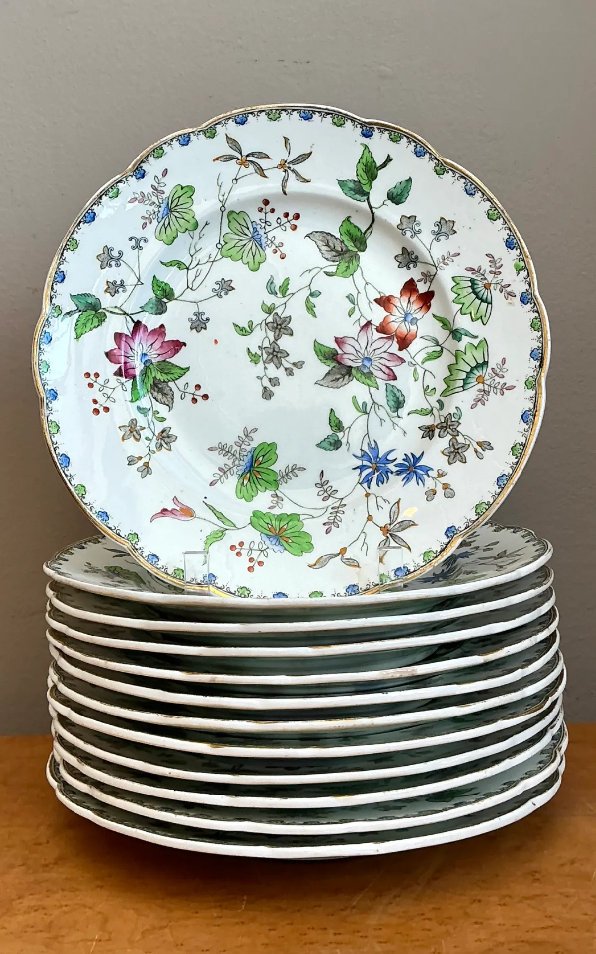 George G Vintage “Challie” Floral Patterned Porcelain Plates - Set of 12 — additional photo 2