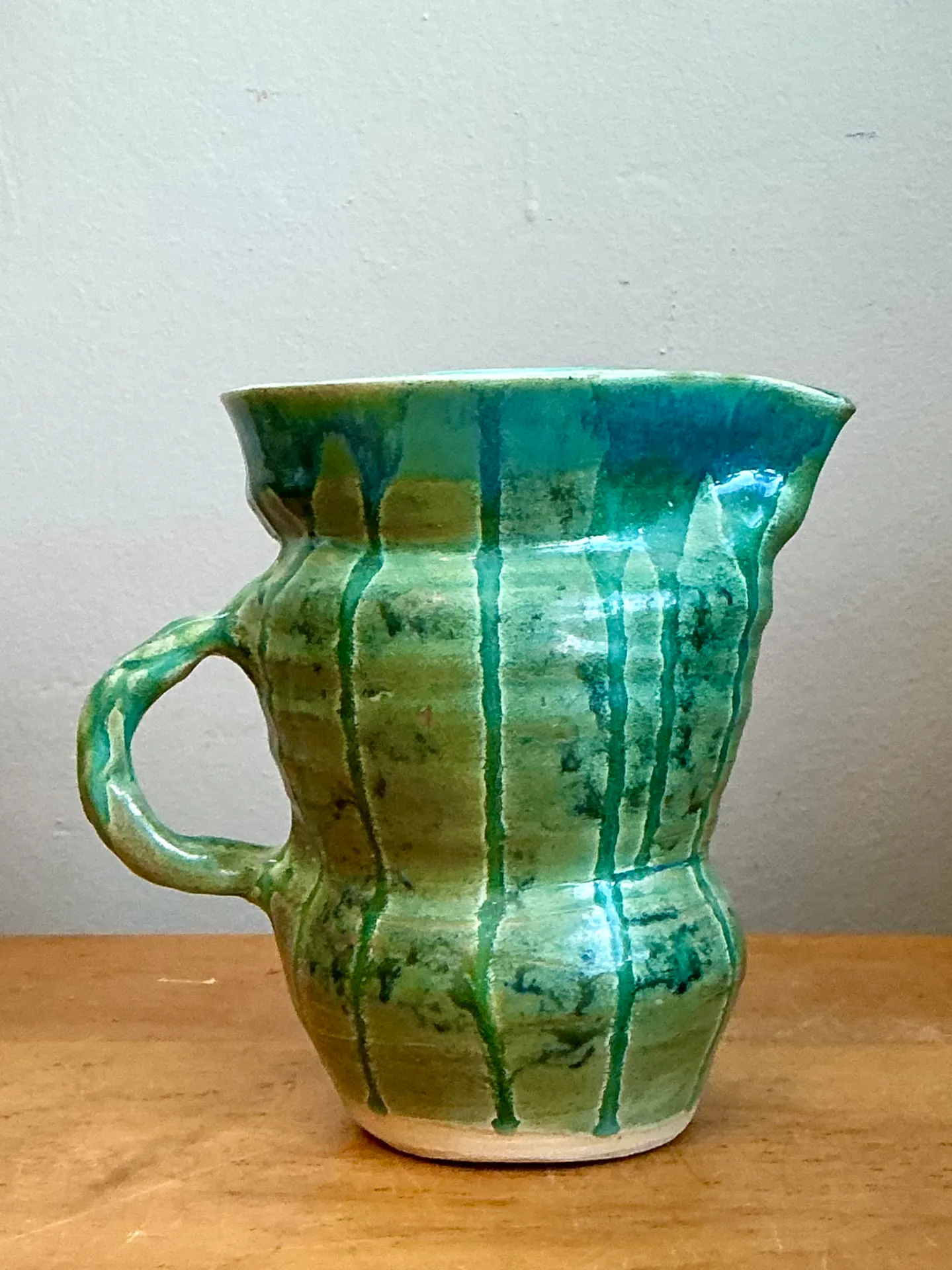 Vintage Drip Glaze Ceramic Pitcher — additional photo 2