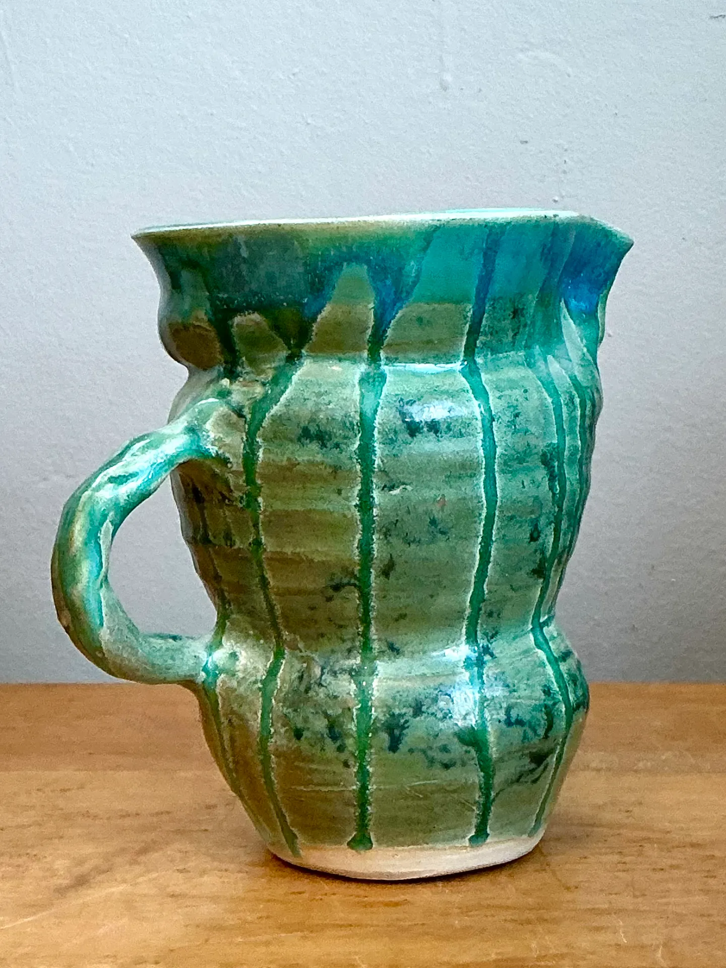 Vintage Drip Glaze Ceramic Pitcher — additional photo 4