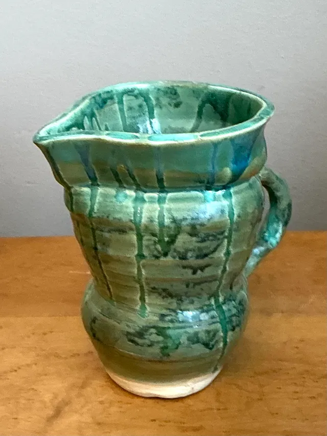 Vintage Drip Glaze Ceramic Pitcher — additional photo 5