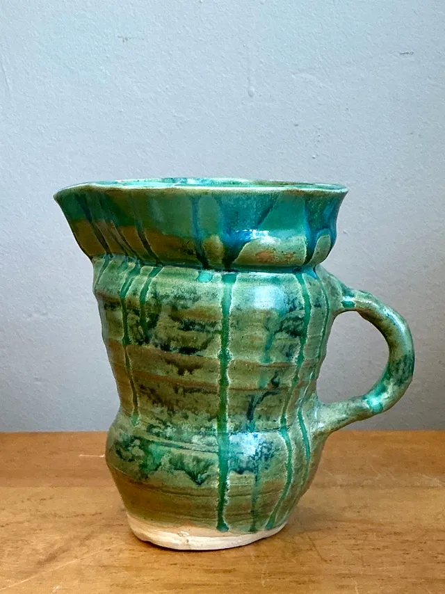 Vintage Drip Glaze Ceramic Pitcher — additional photo 1