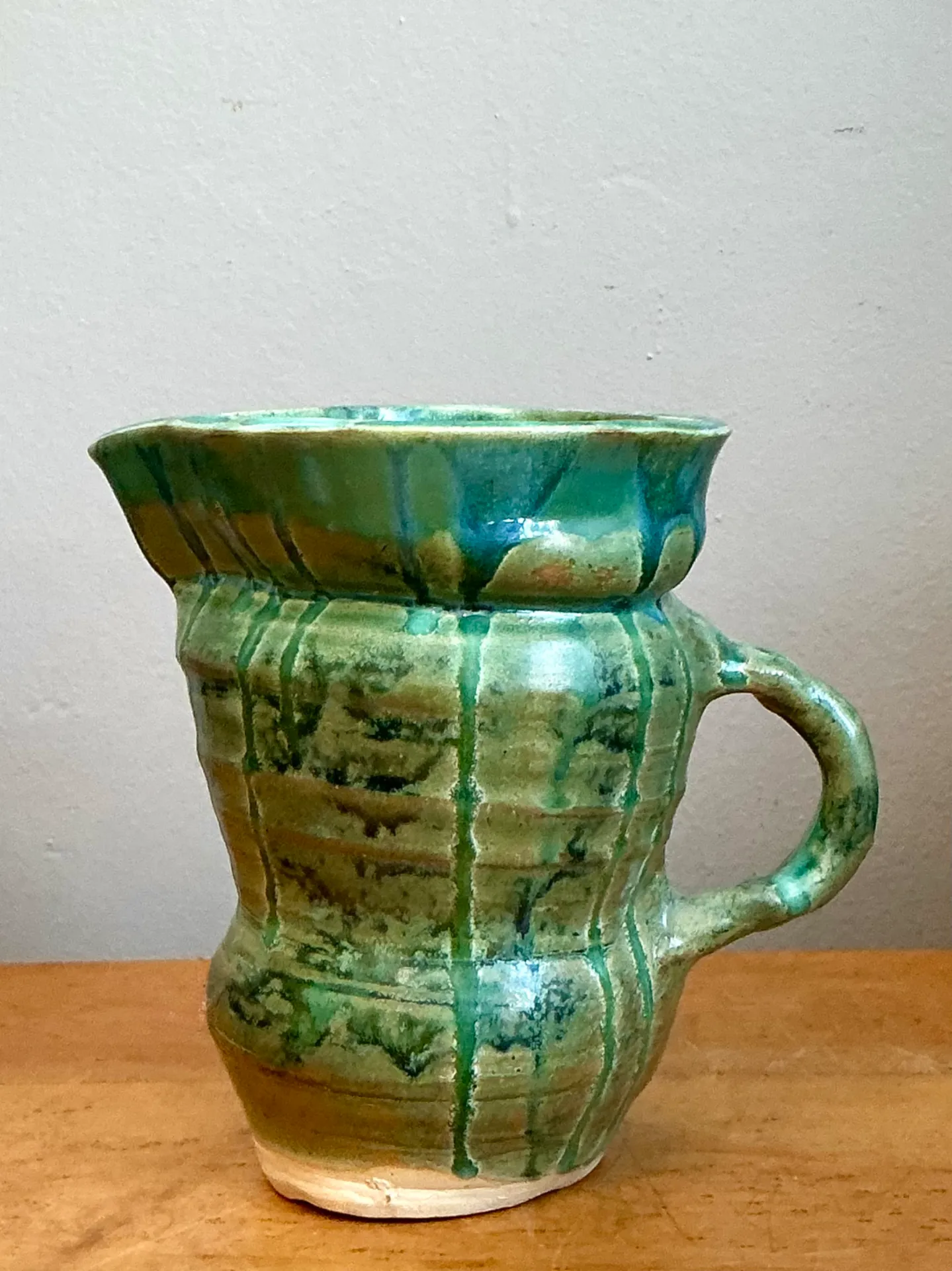 Vintage Drip Glaze Ceramic Pitcher — additional photo 3