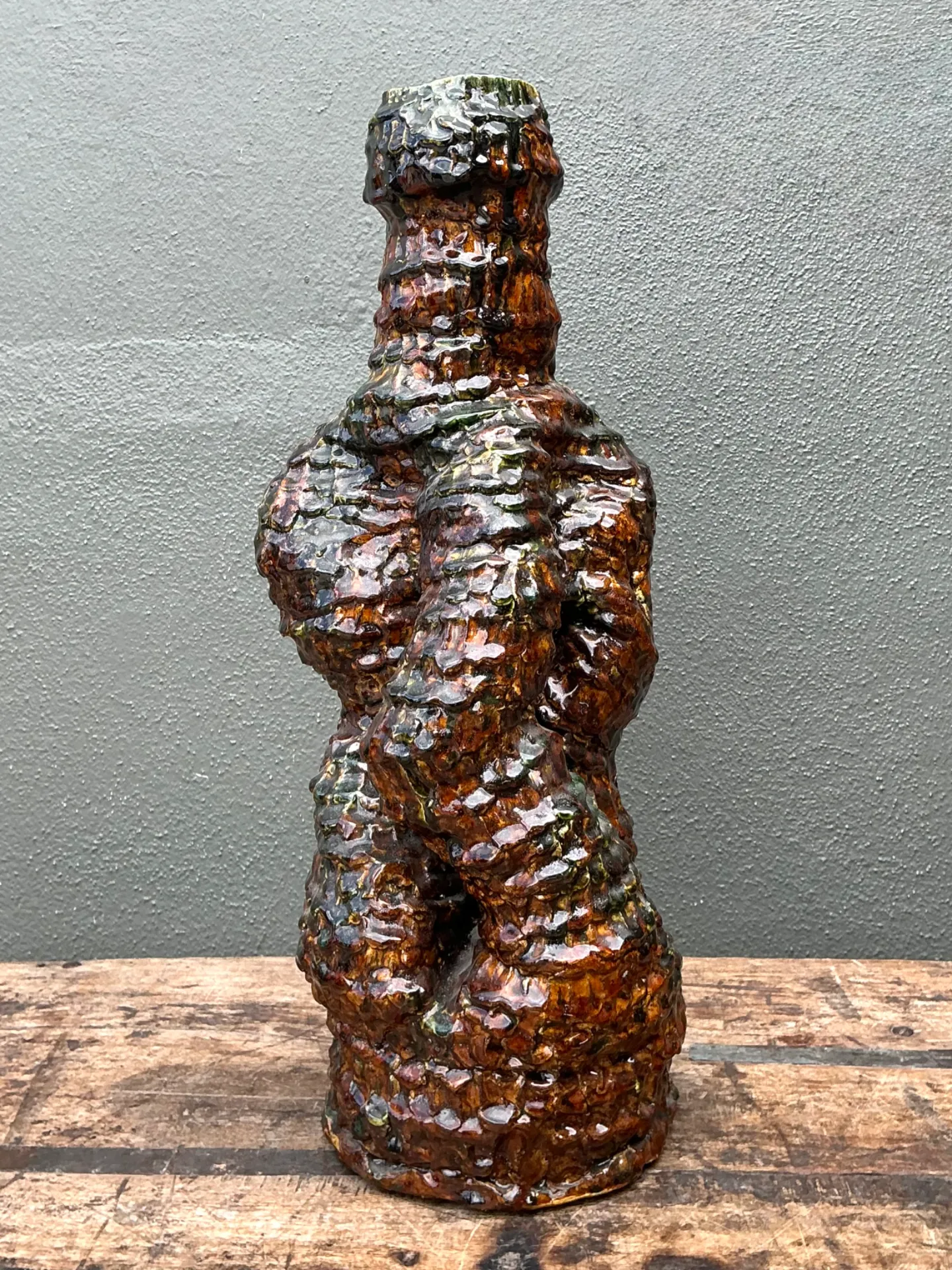 Vintage Sculptural Textured Ceramic Vase — additional photo 4