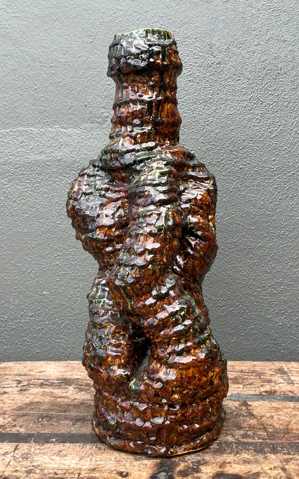 Vintage Sculptural Textured Ceramic Vase — additional photo 4