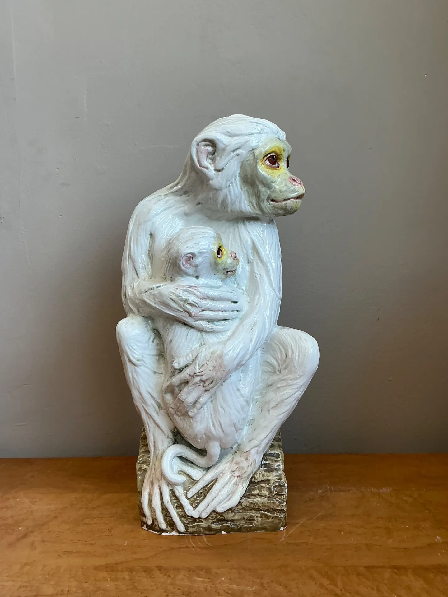 Vintage Italian Glazed Ceramic Monkey And Baby — additional photo 4