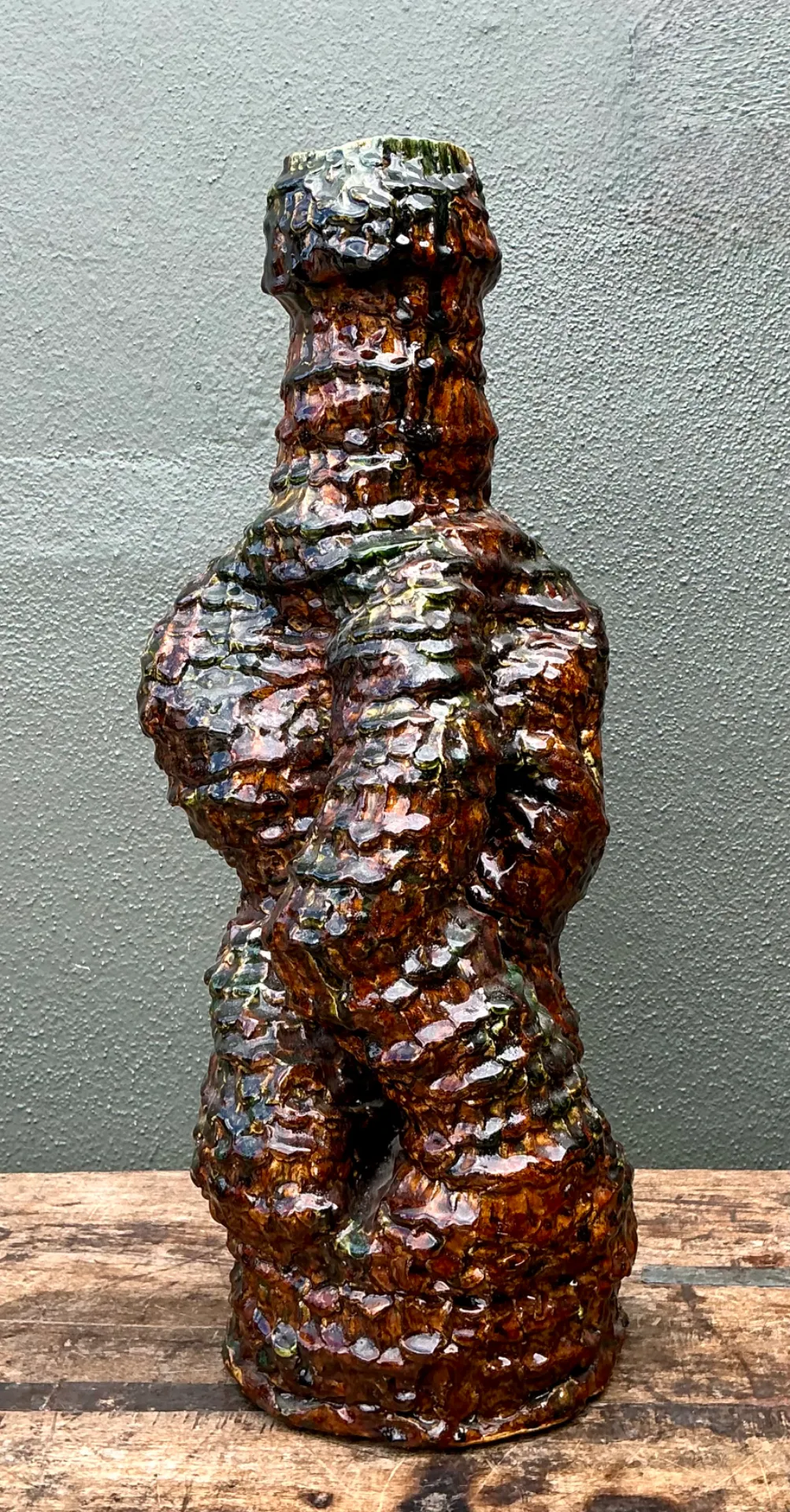 Vintage Sculptural Textured Ceramic Vase — additional photo 8