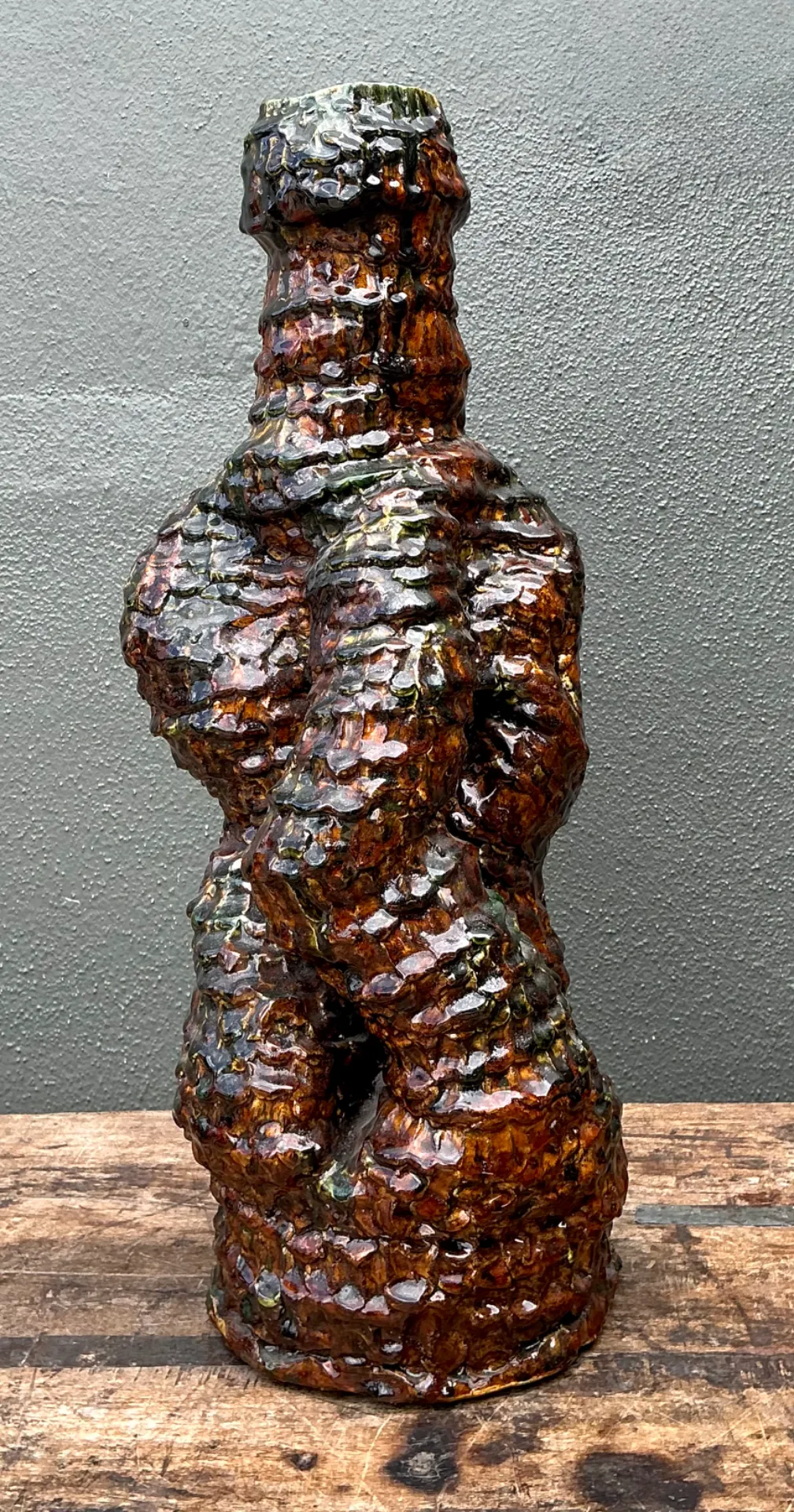Vintage Sculptural Textured Ceramic Vase — additional photo 2