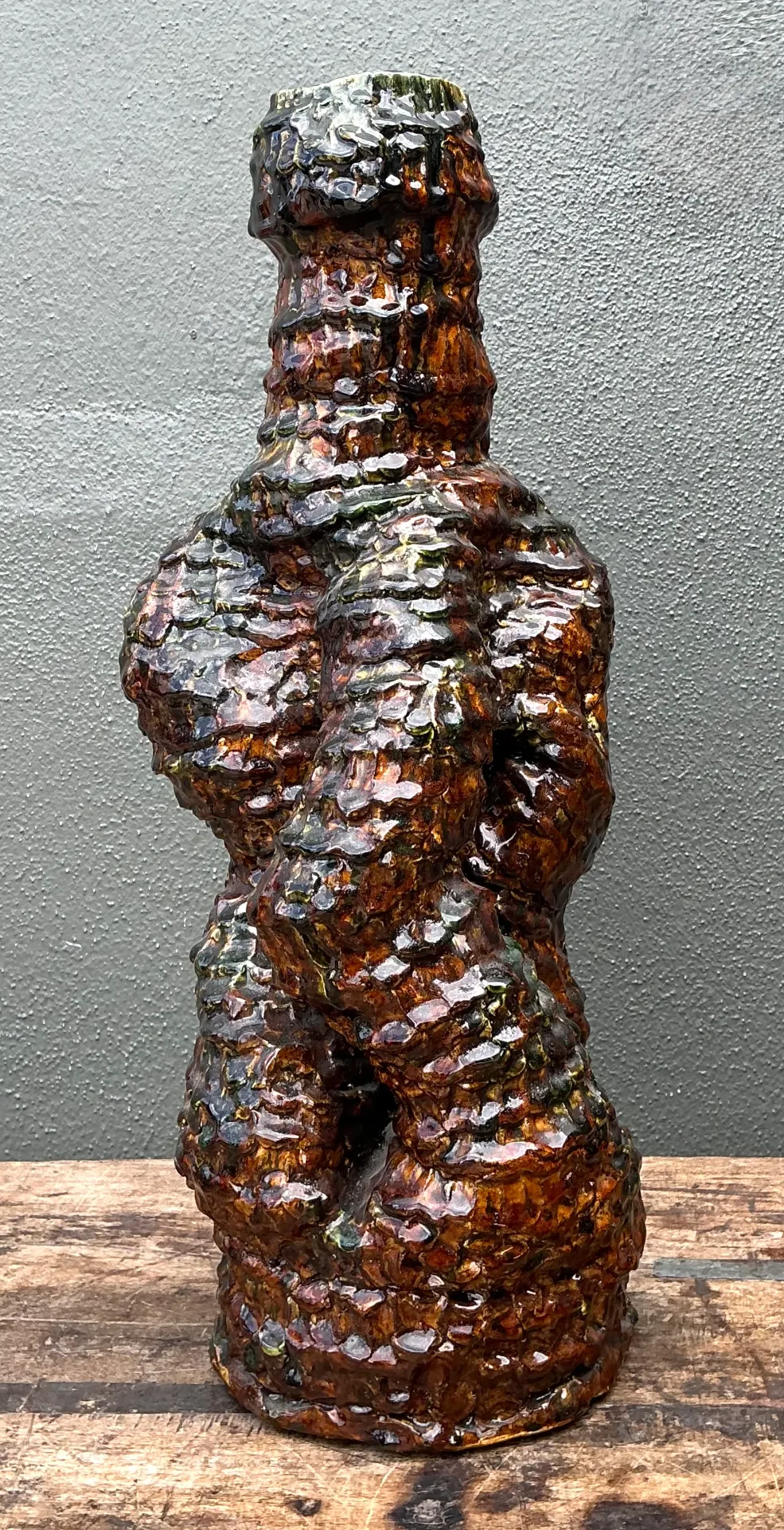 Vintage Sculptural Textured Ceramic Vase — additional photo 7