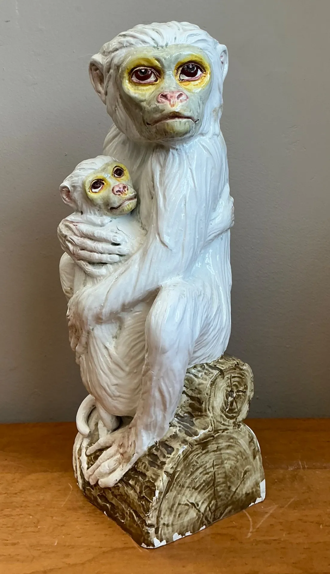 Vintage Italian Glazed Ceramic Monkey And Baby — additional photo 3
