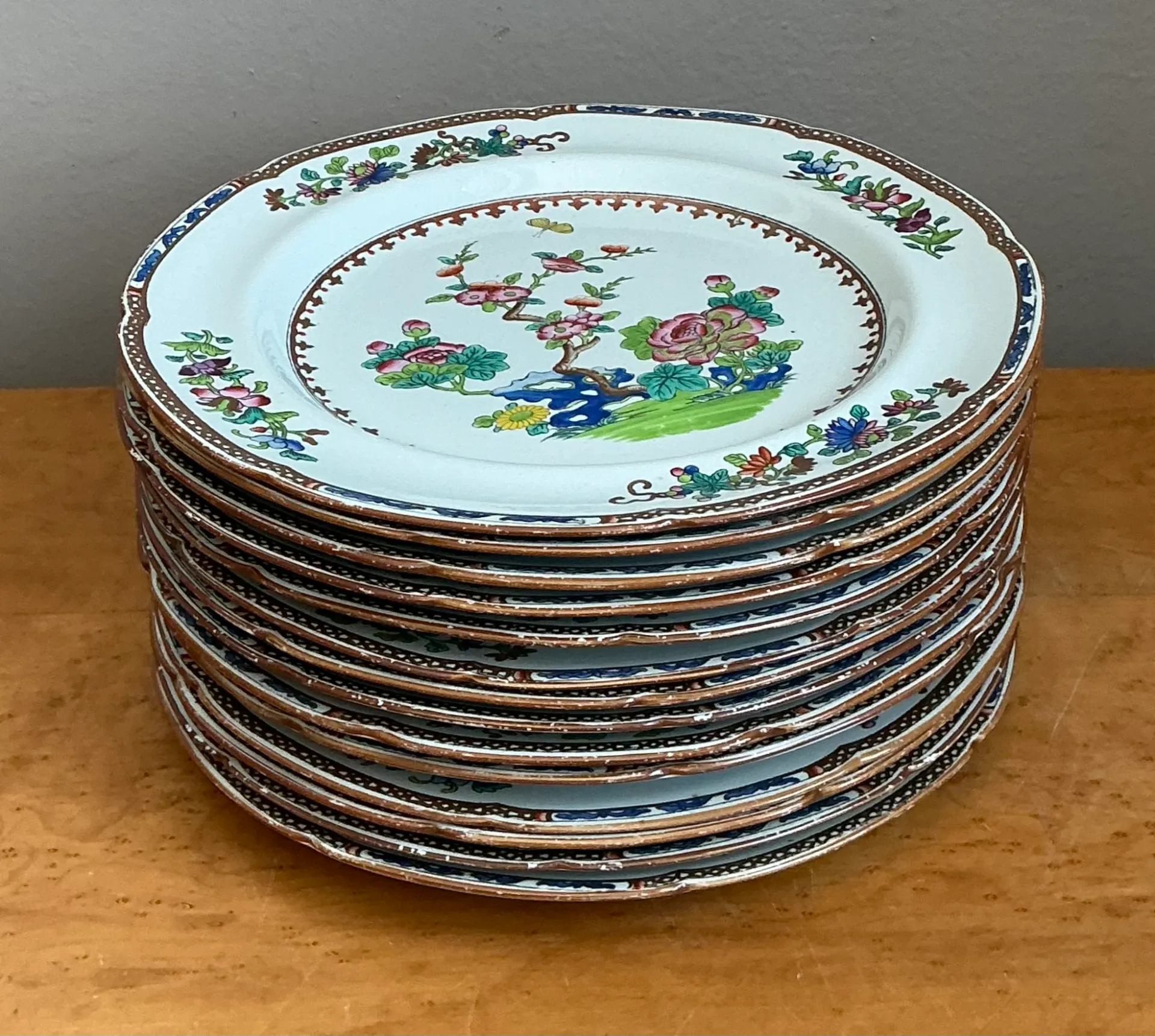 Vintage Spode Floral Porcelain Dinner Plates - Set of 12 — additional photo 3