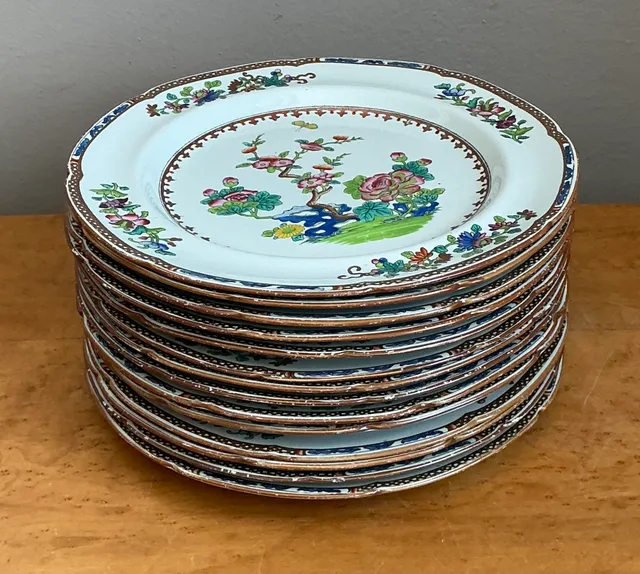 Vintage Spode Floral Porcelain Dinner Plates - Set of 12 — additional photo 3