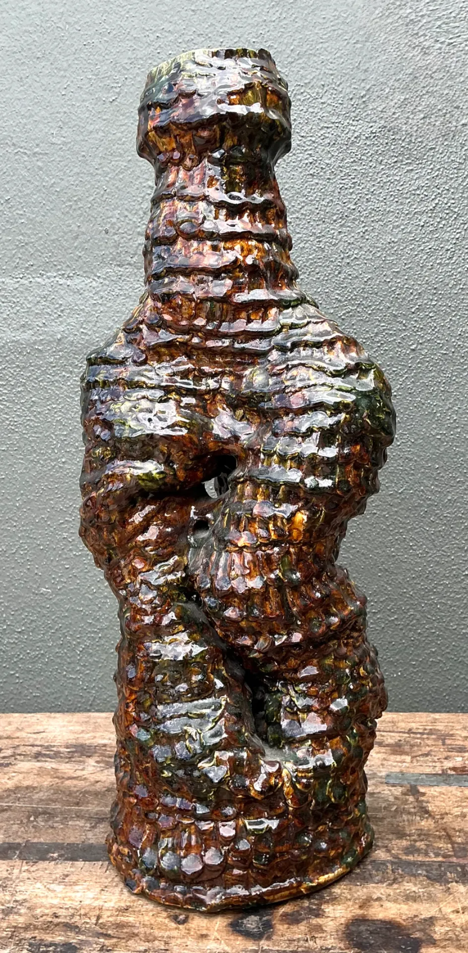 Vintage Sculptural Textured Ceramic Vase — additional photo 5