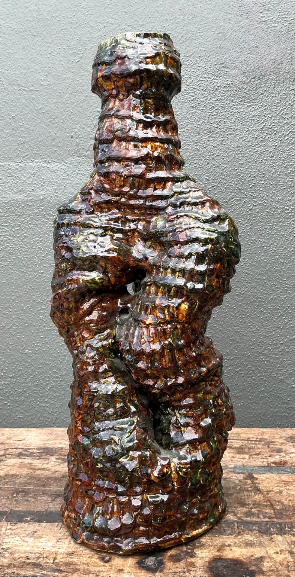 Vintage Sculptural Textured Ceramic Vase — additional photo 6