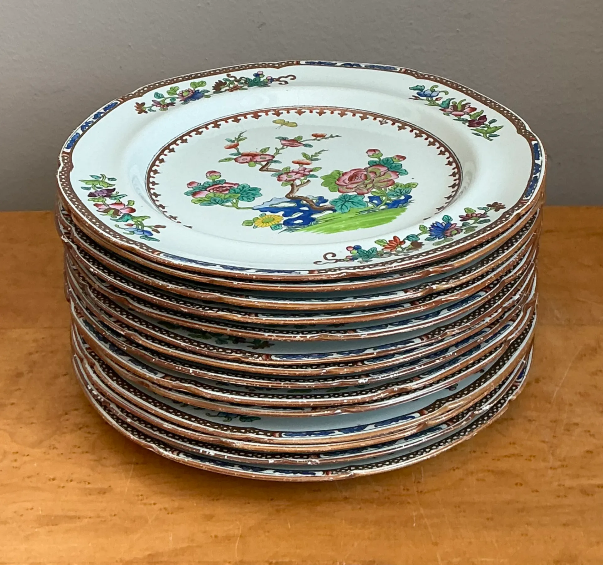 Vintage Spode Floral Porcelain Dinner Plates - Set of 12 — additional photo 6