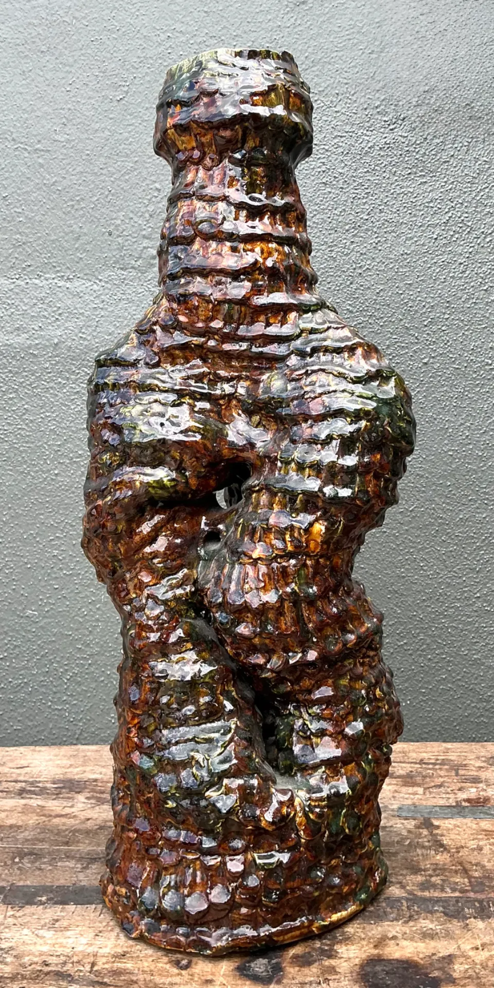 Vintage Sculptural Textured Ceramic Vase — additional photo 3