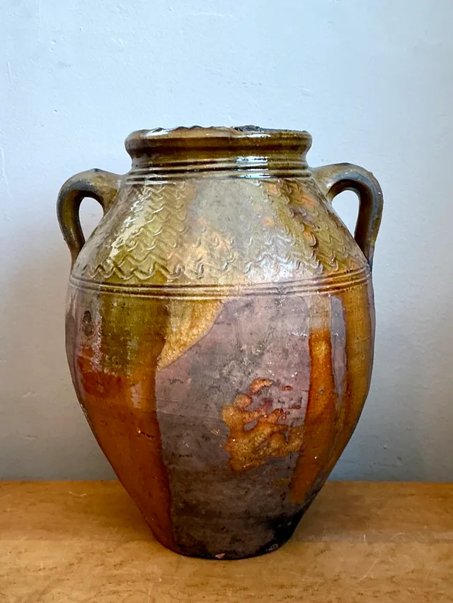 Vintage Glazed Terracotta Jar — additional photo 1