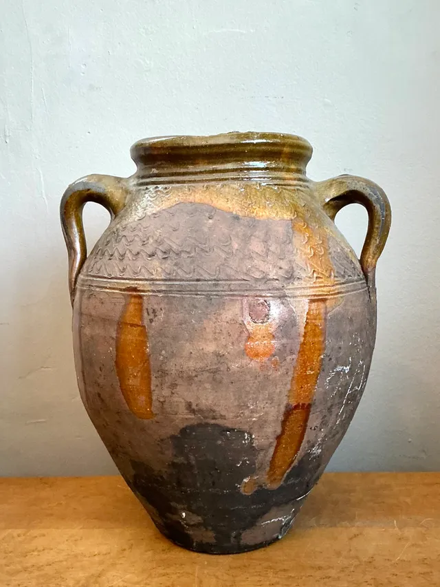 Vintage Glazed Terracotta Jar — additional photo 2