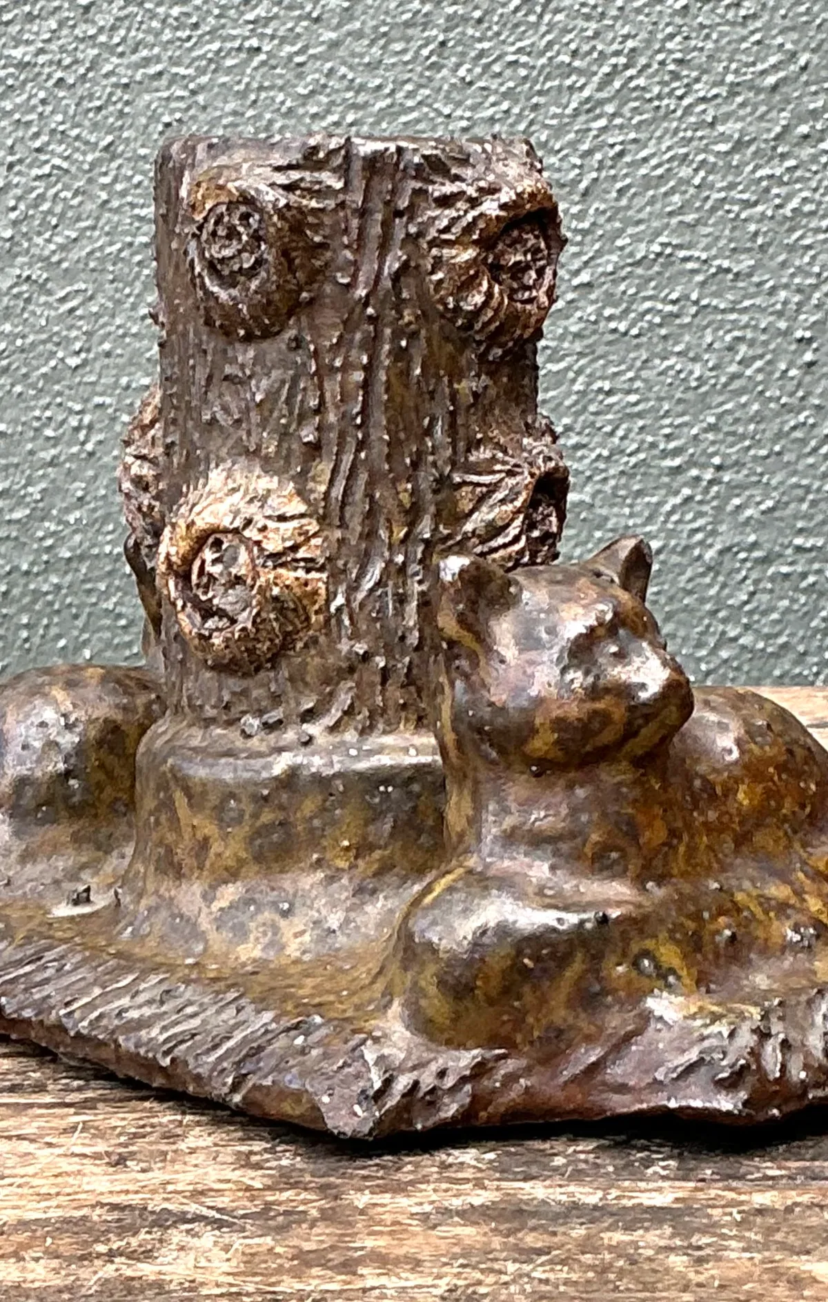 Vintage Ceramic Cat and Tree Stump Vase — additional photo 7