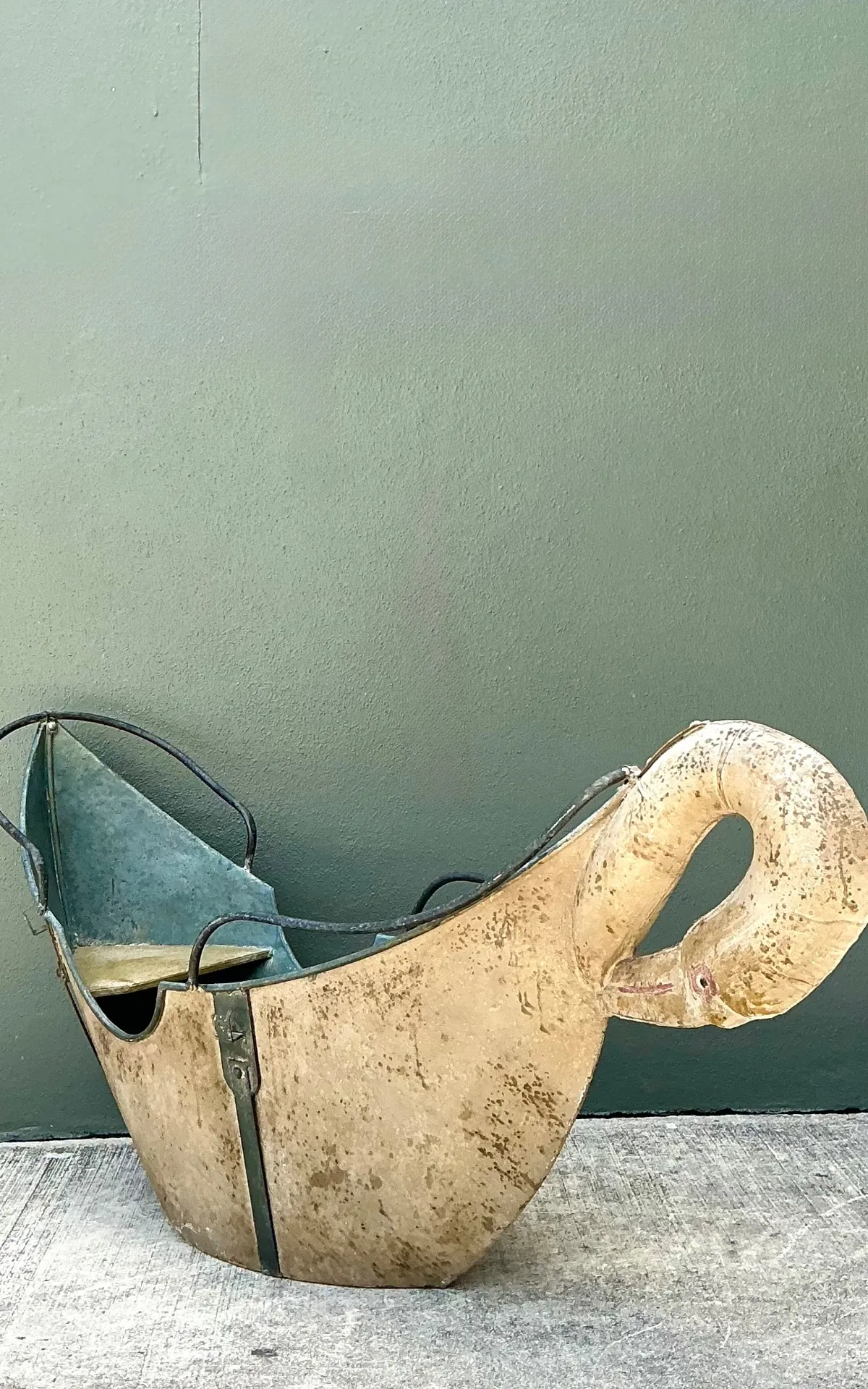 Vintage Distressed Metal Carousel Swan — additional photo 8