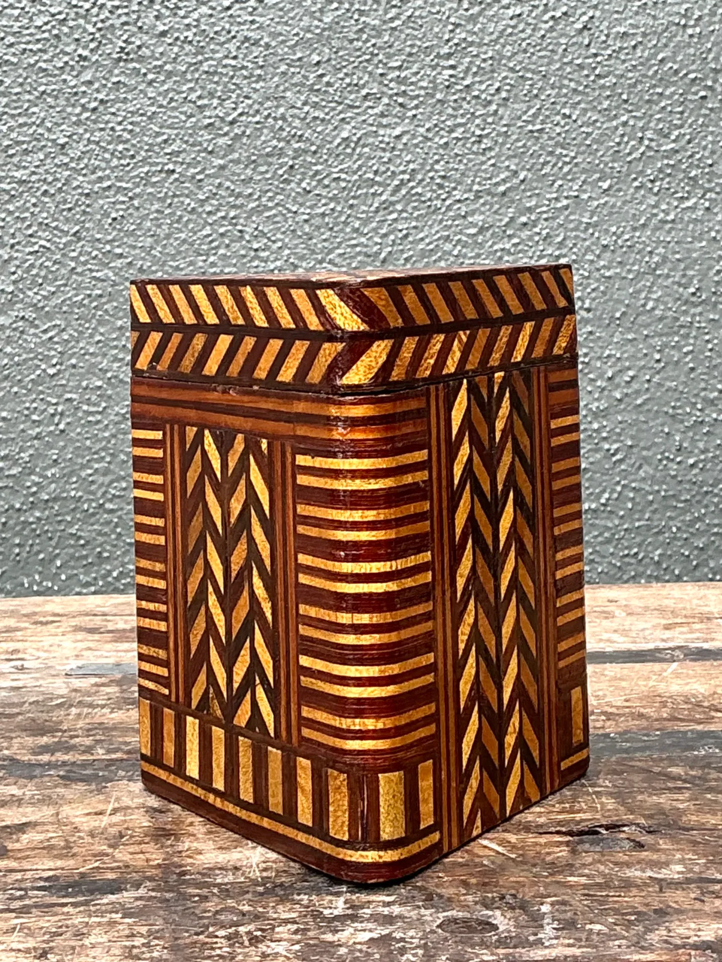 Vintage Geometric Inlaid Wood Box — additional photo 7