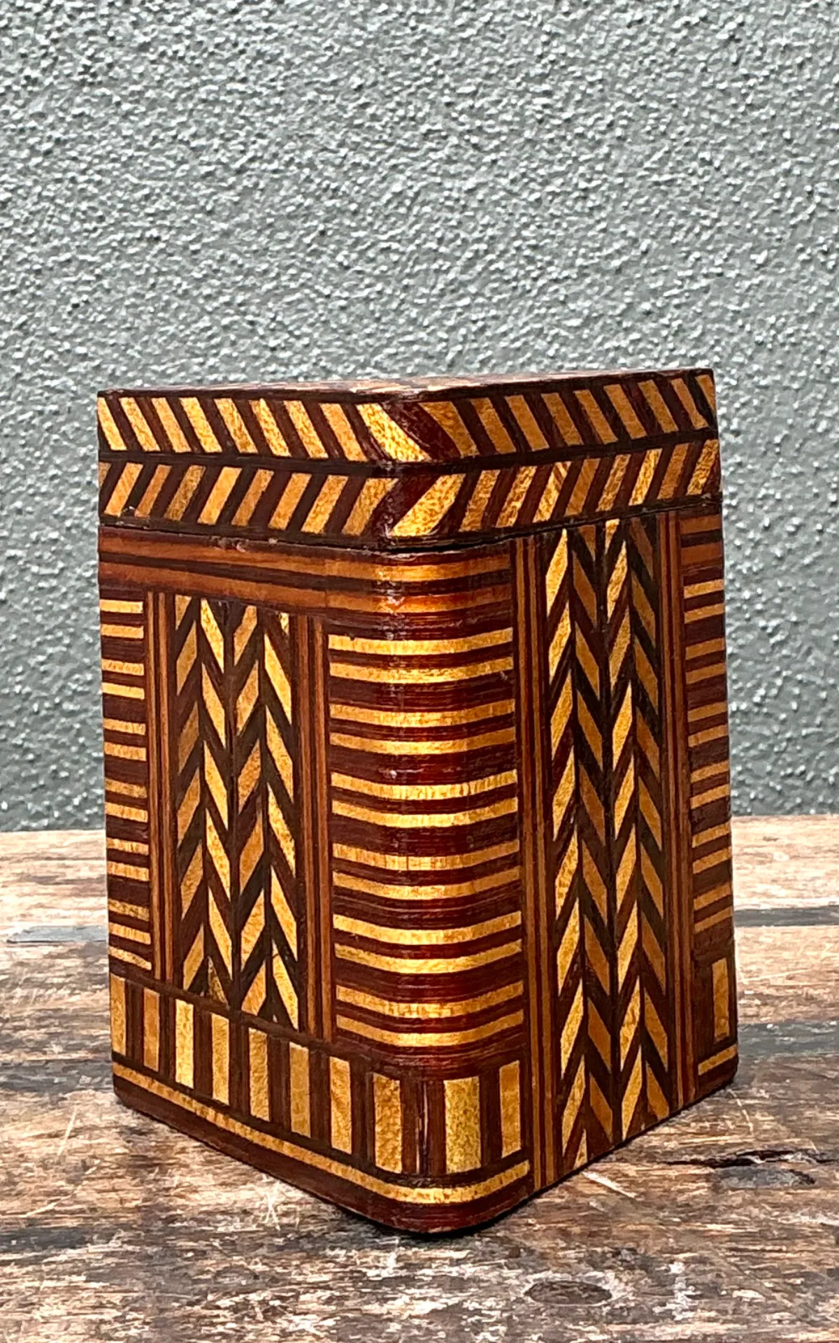 Vintage Geometric Inlaid Wood Box — additional photo 7