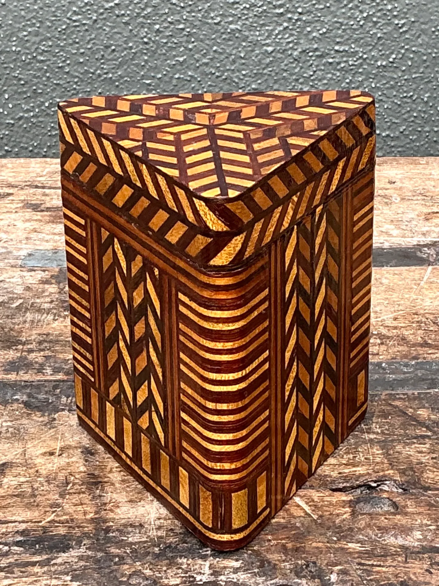 Vintage Geometric Inlaid Wood Box — additional photo 2
