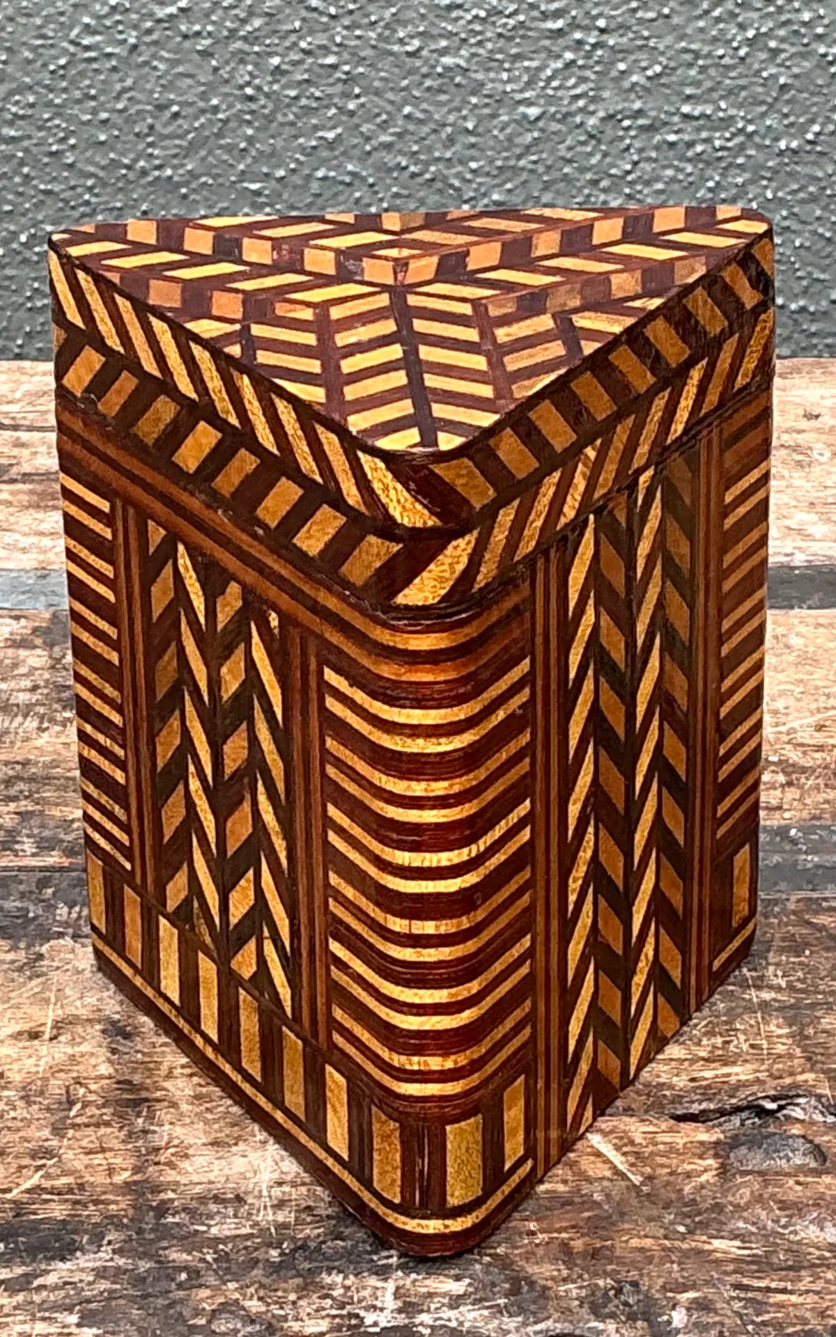 Vintage Geometric Inlaid Wood Box — additional photo 2