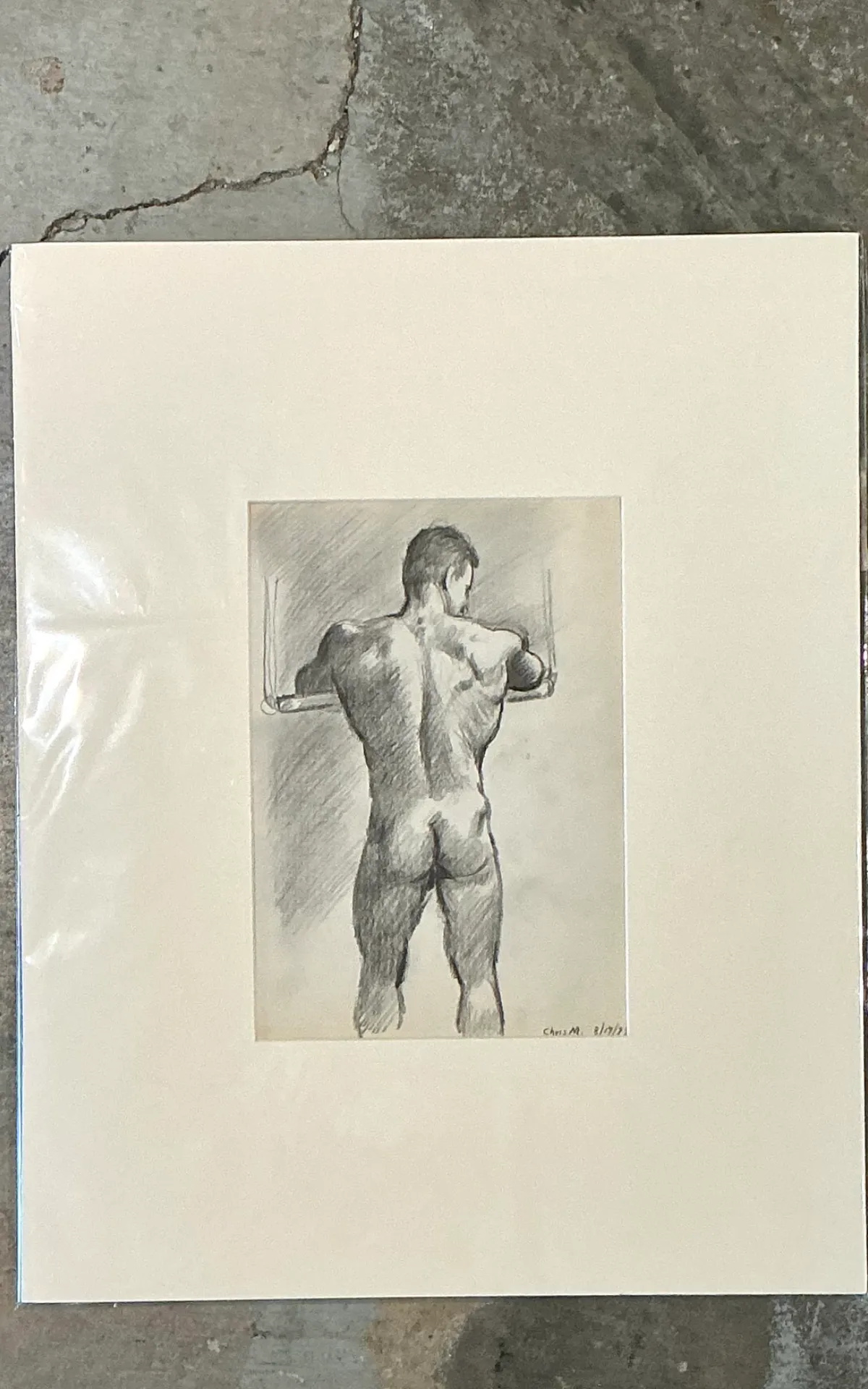 Vintage Original Figurative Watercolor In Mat — additional photo 6