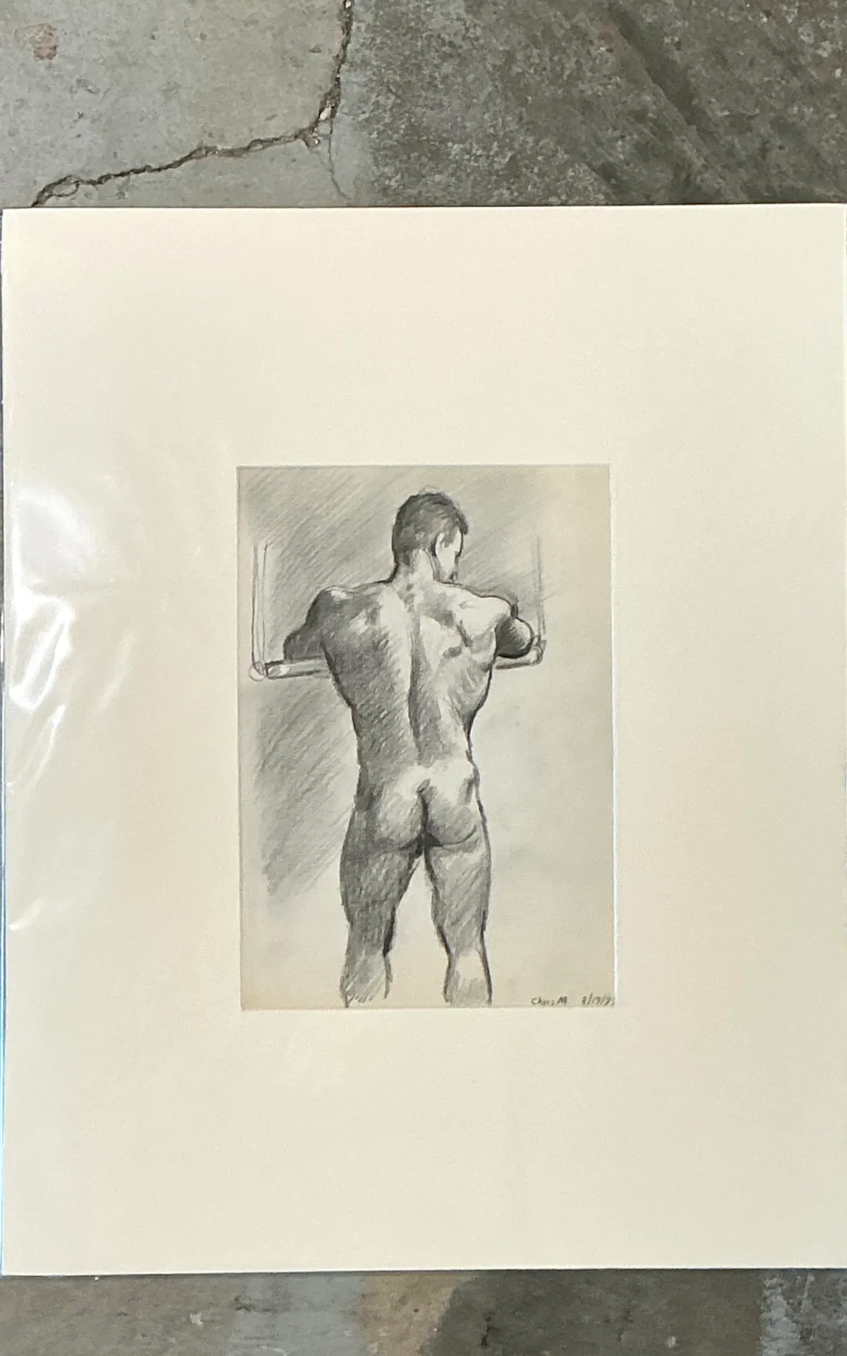 Vintage Original Figurative Watercolor In Mat — additional photo 3