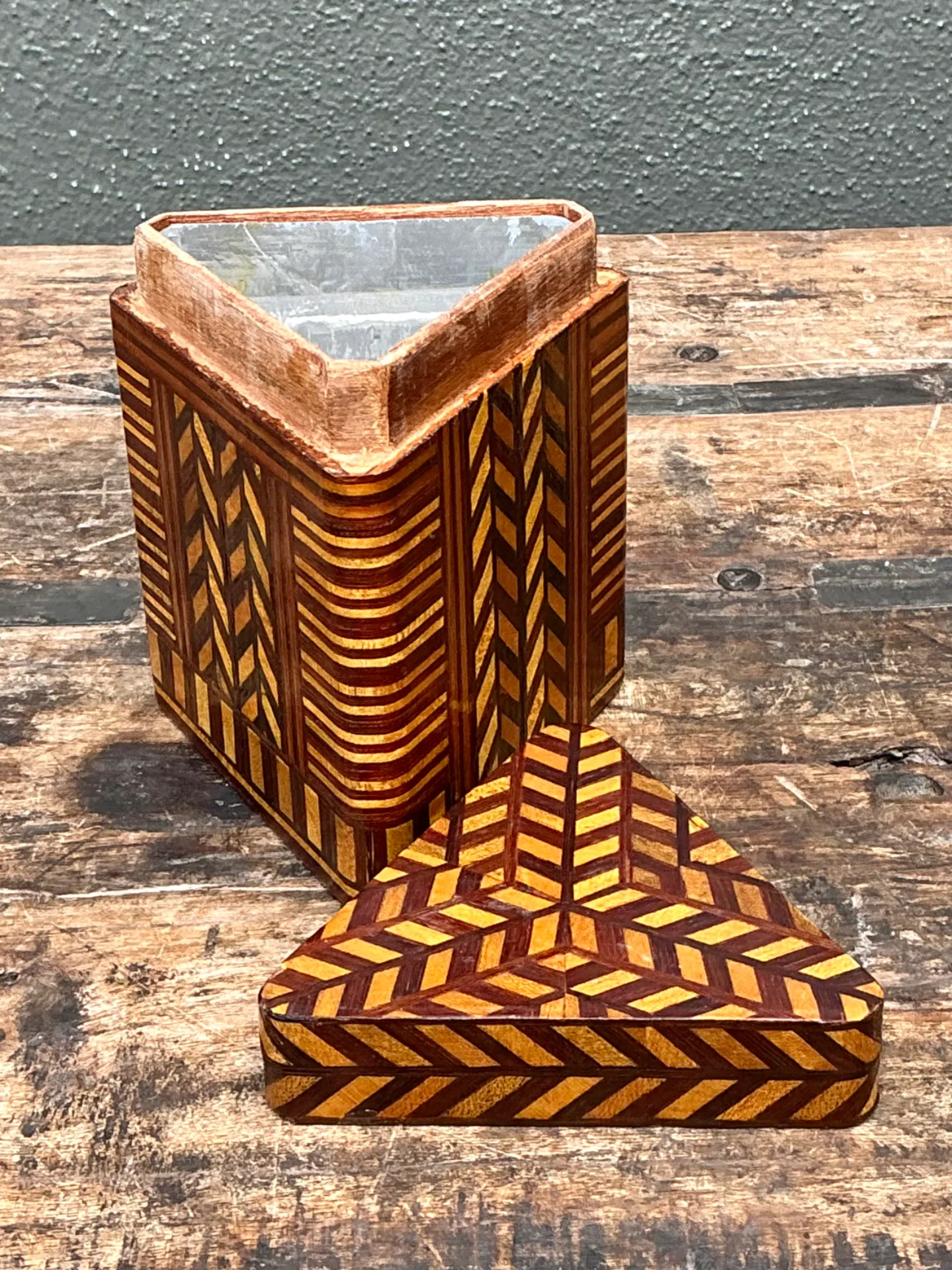 Vintage Geometric Inlaid Wood Box — additional photo 8